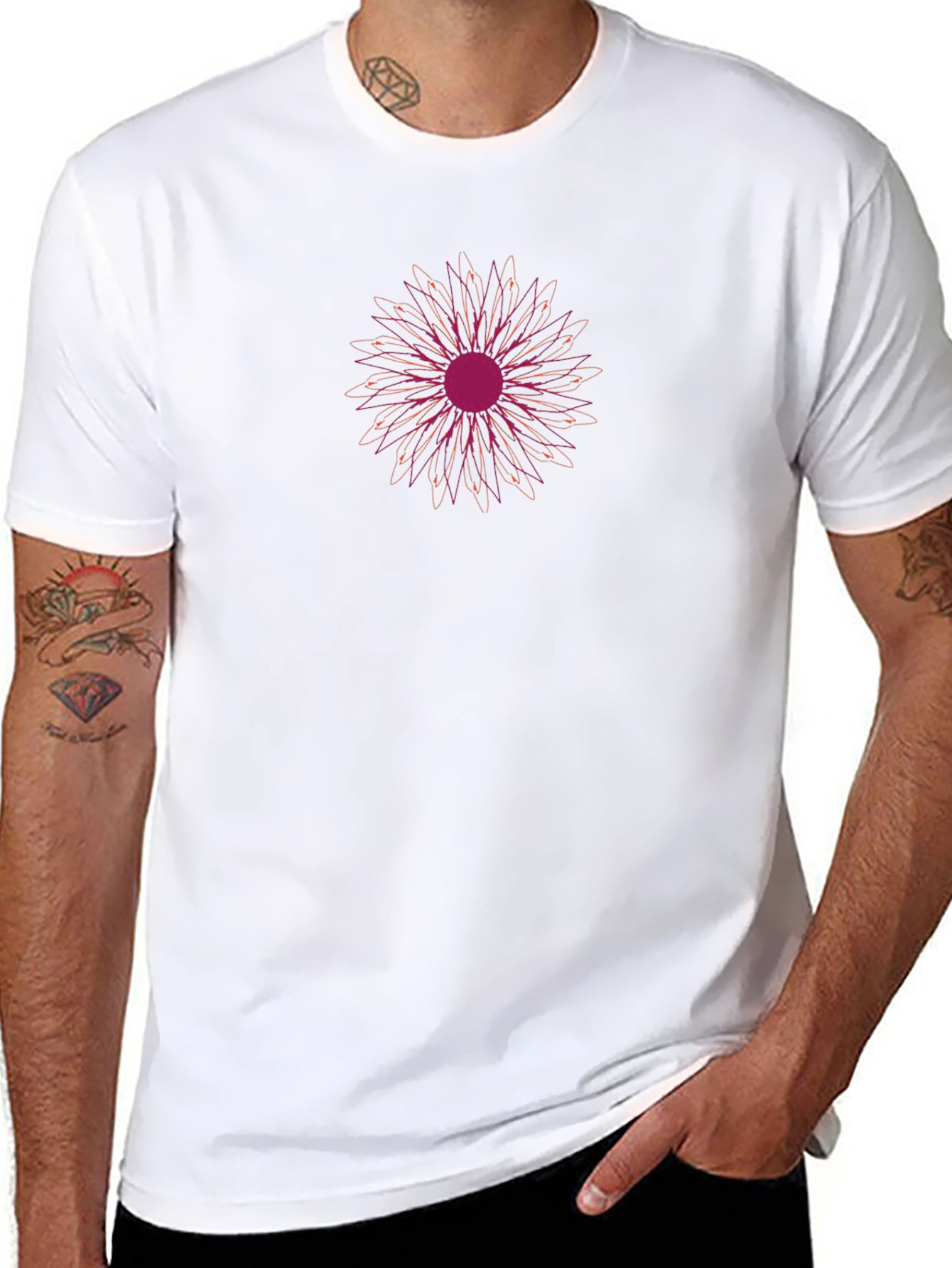 Floral Print Black Tee - Casual Comfort