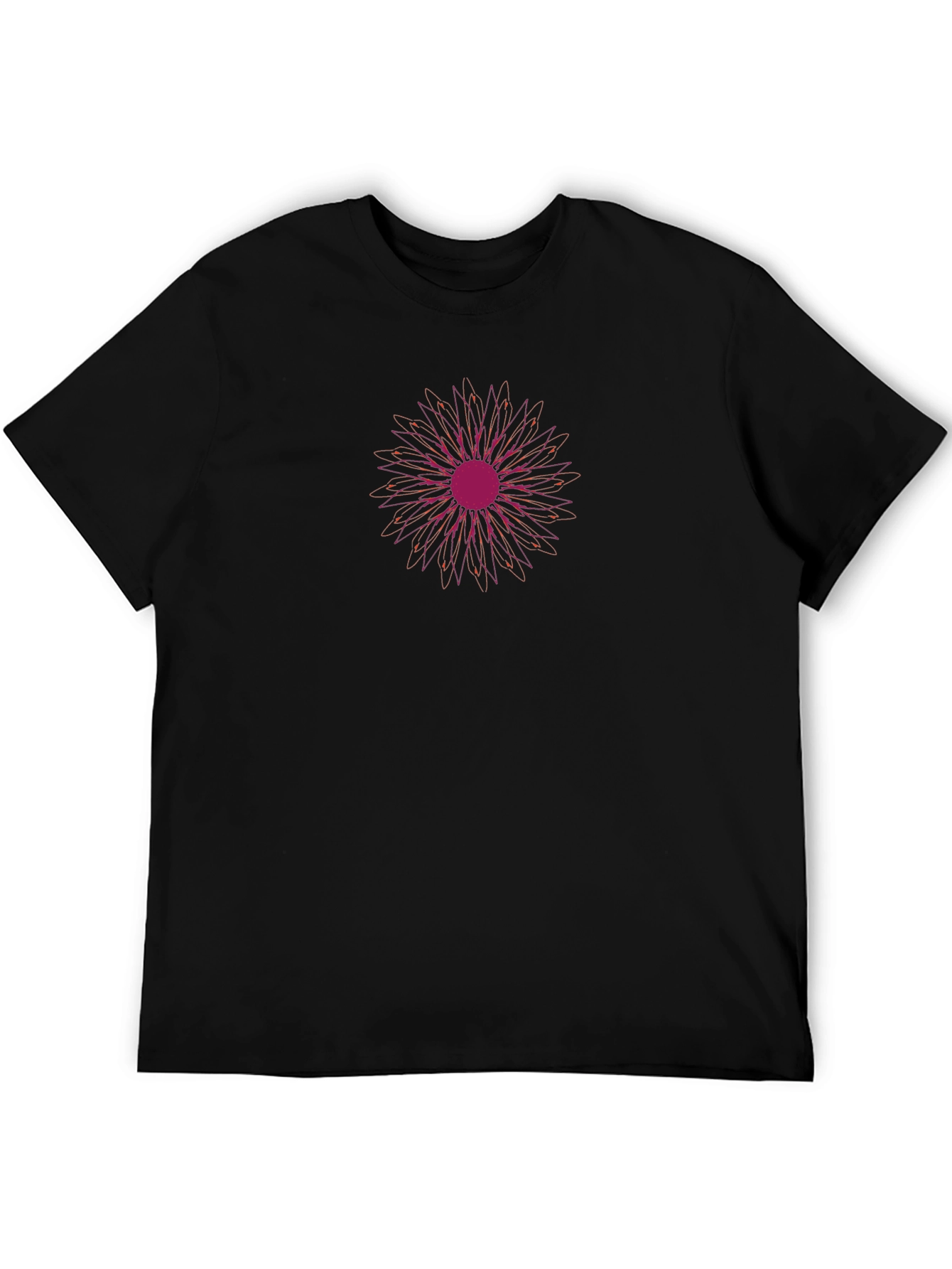 Floral Print Black Tee - Casual Comfort