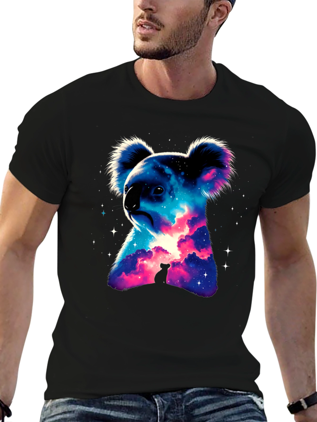 Galaxy Koala Black T-Shirt - Unique Graphic Tee