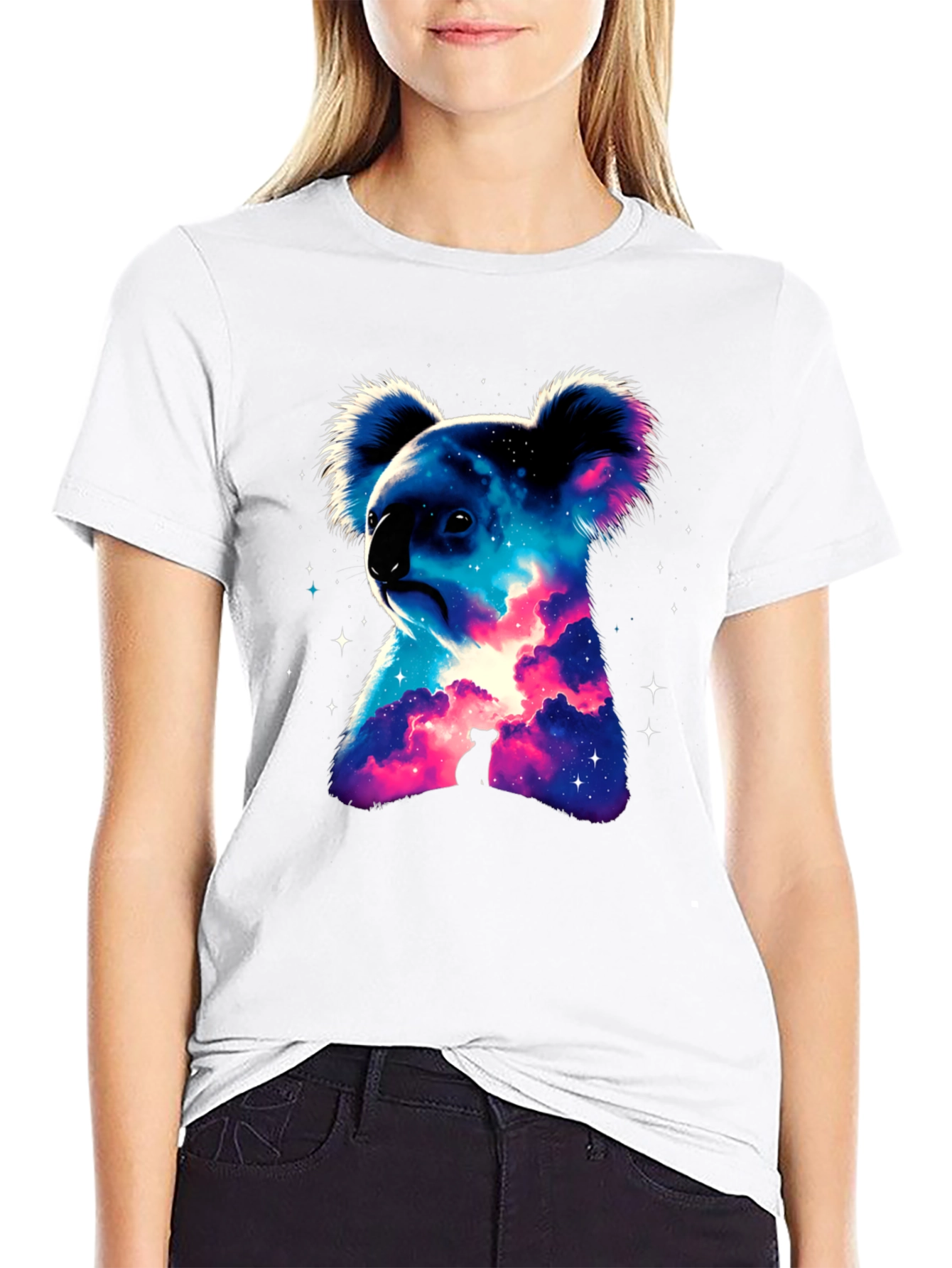 Galaxy Koala Black T-Shirt - Unique Graphic Tee