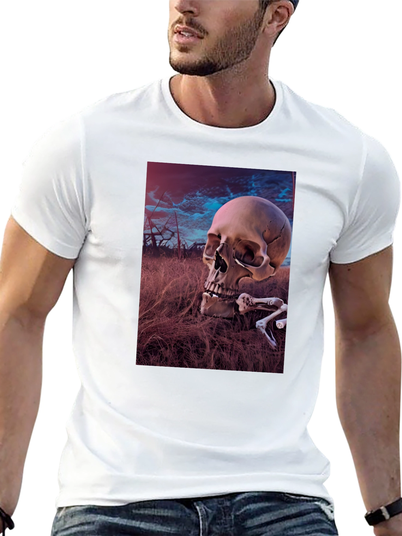 Skull & Bones Graphic Tee - Edgy Dark Aesthetic
