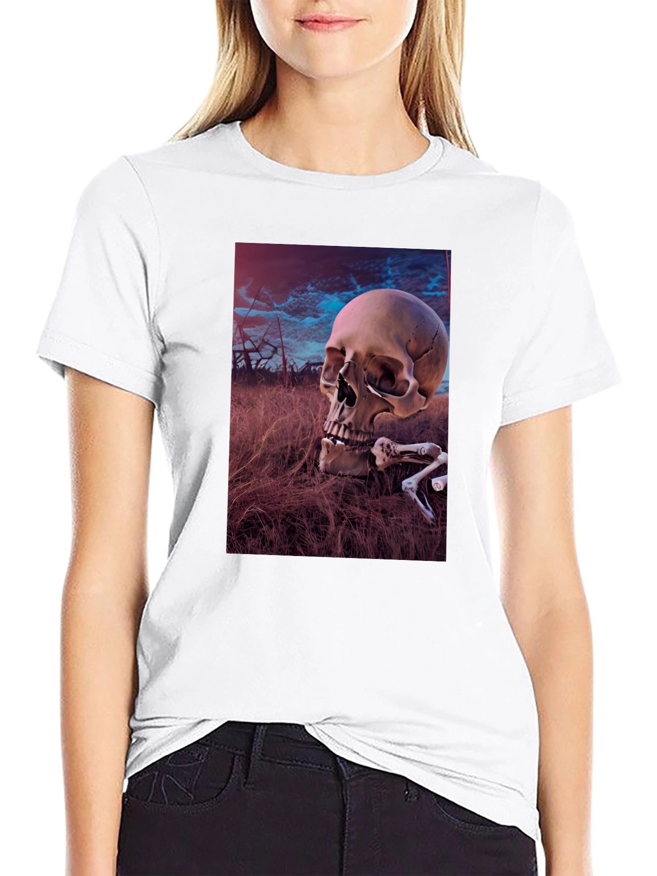 Skull & Bones Graphic Tee - Edgy Dark Aesthetic