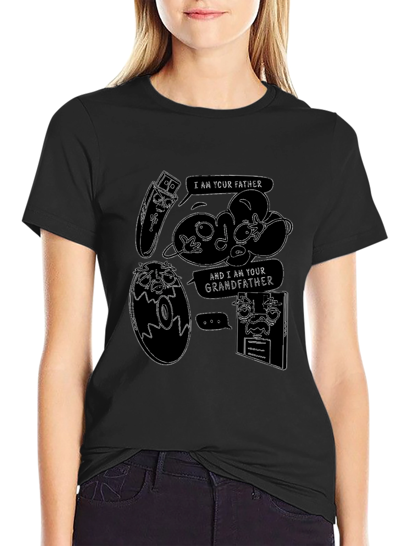 Funny Tech Family Tree Black T-Shirt