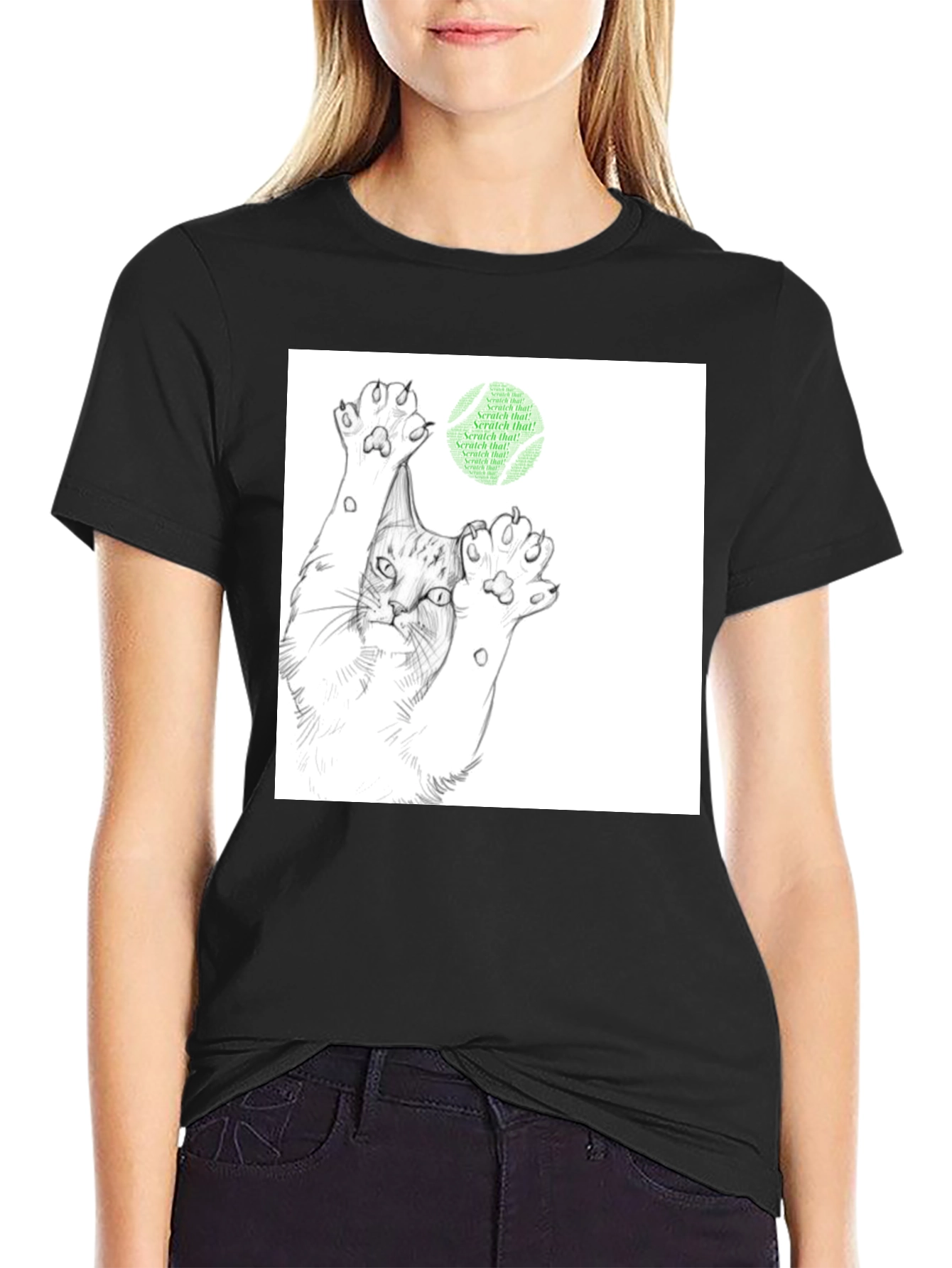 Scratch That Cat Tee - Black Cotton Comfort