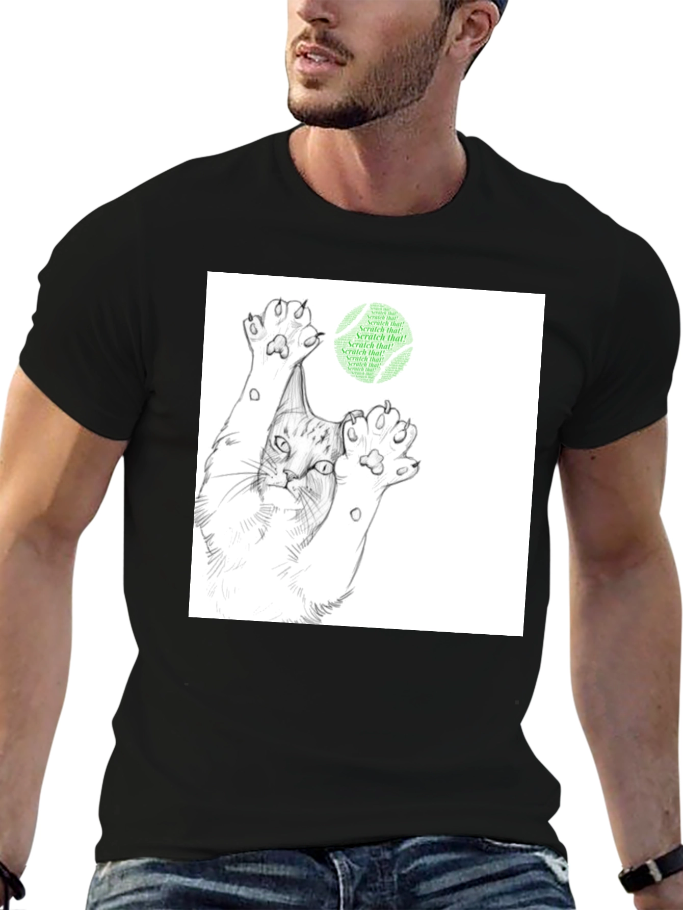 Scratch That Cat Tee - Black Cotton Comfort