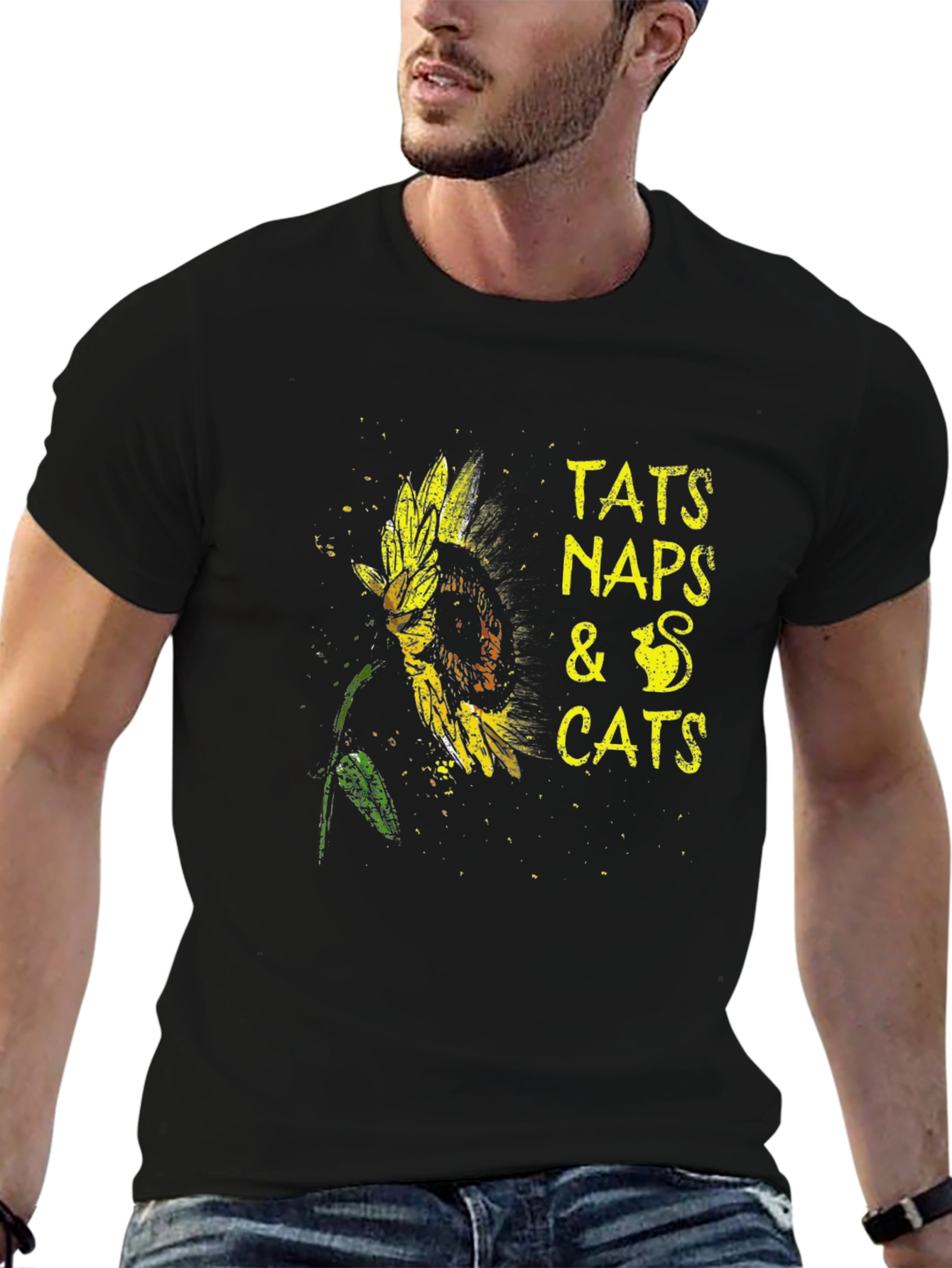Tats Naps & Cats Sunflower Graphic T-Shirt