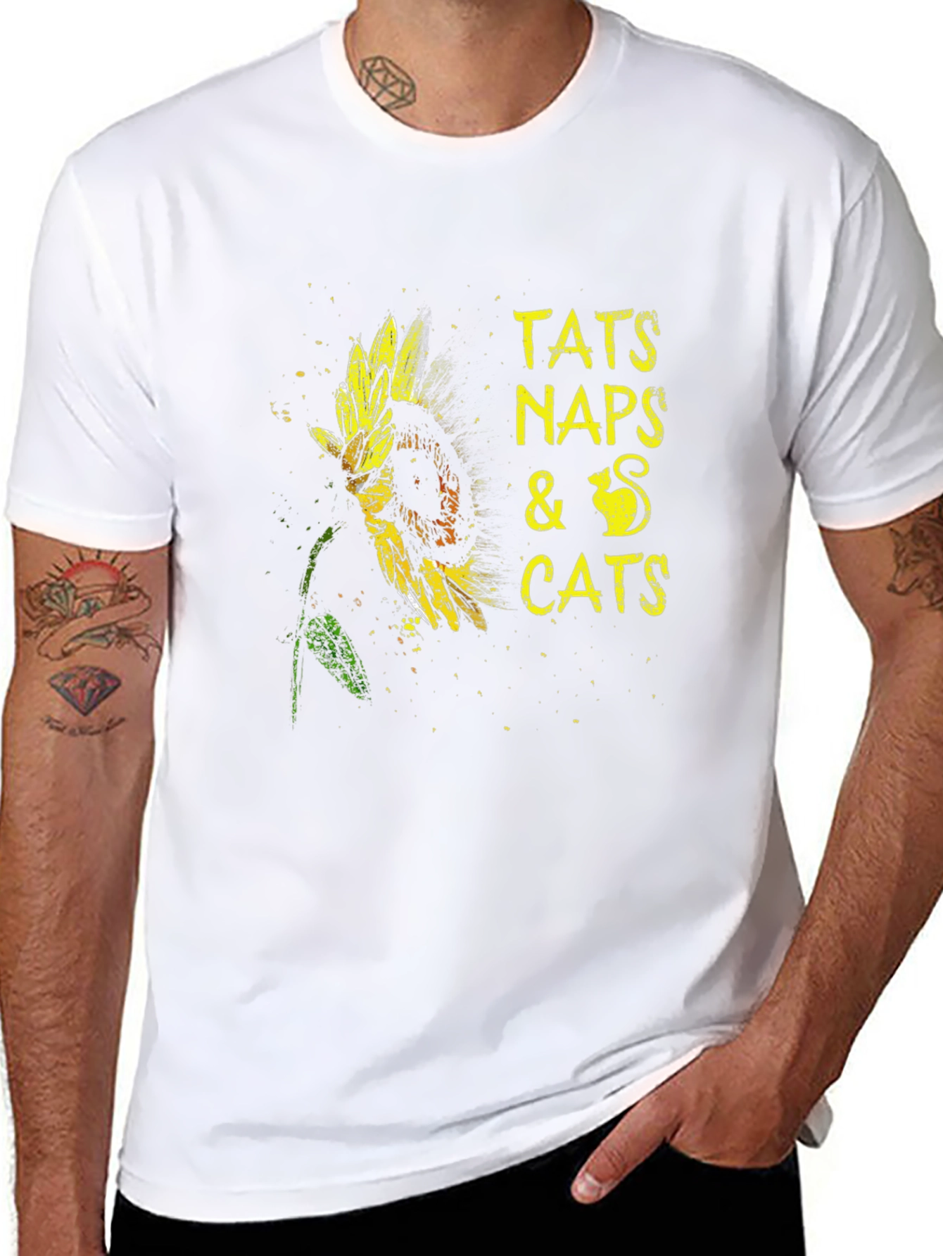 Tats Naps & Cats Sunflower Graphic T-Shirt