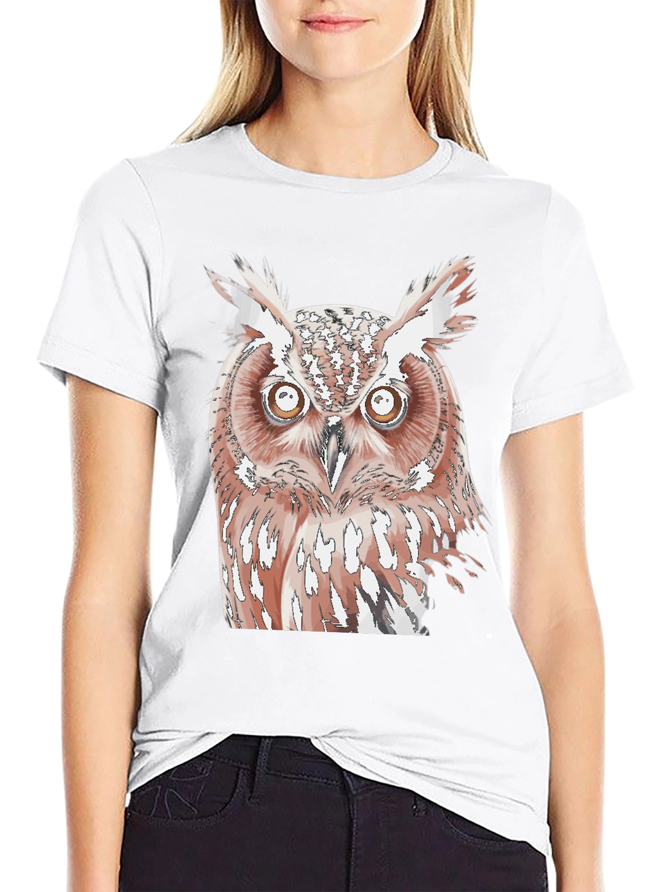 Owl Graphic Print Black T-Shirt