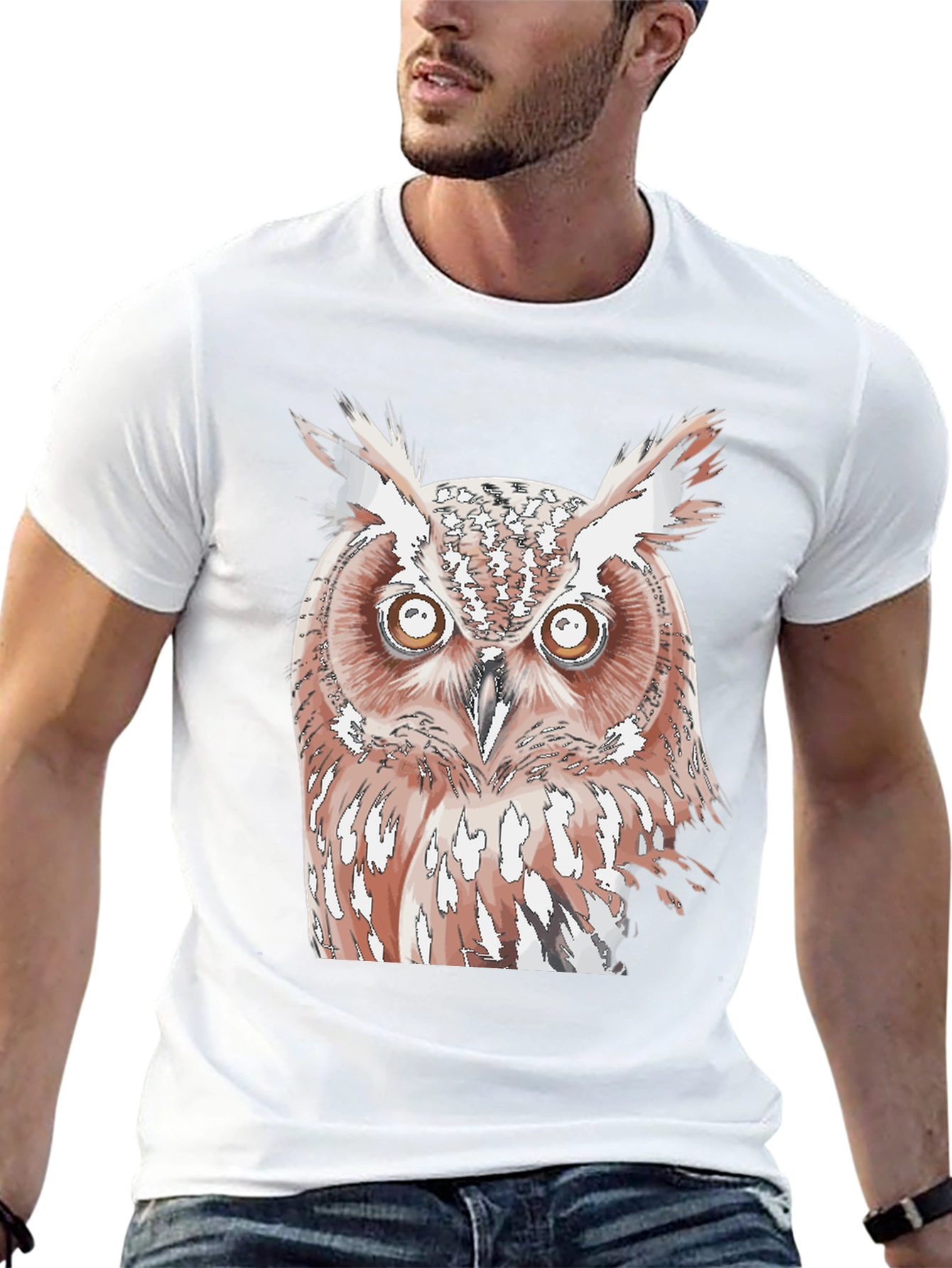 Owl Graphic Print Black T-Shirt