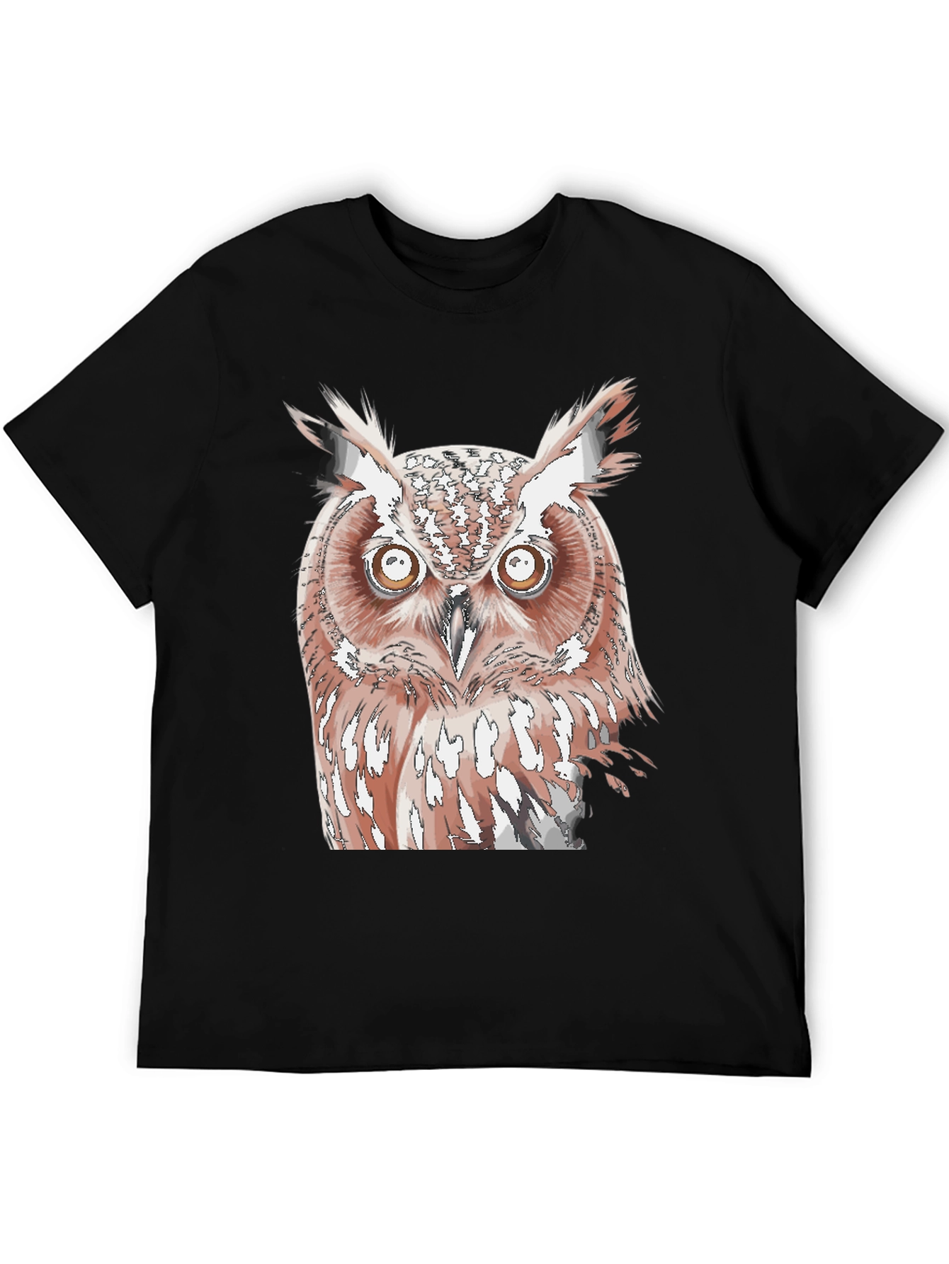 Owl Graphic Print Black T-Shirt