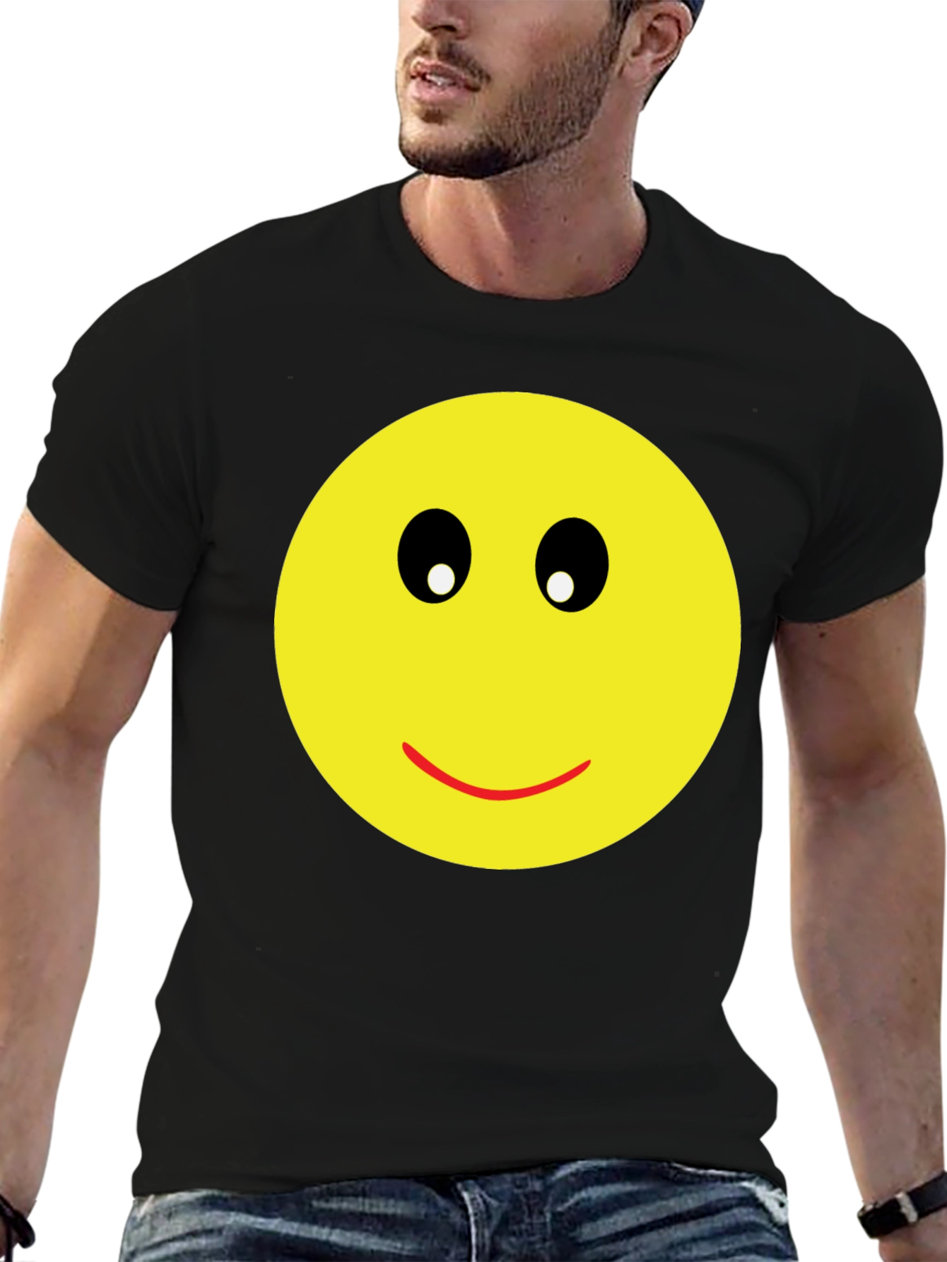 Smiley Face Graphic Black T-Shirt