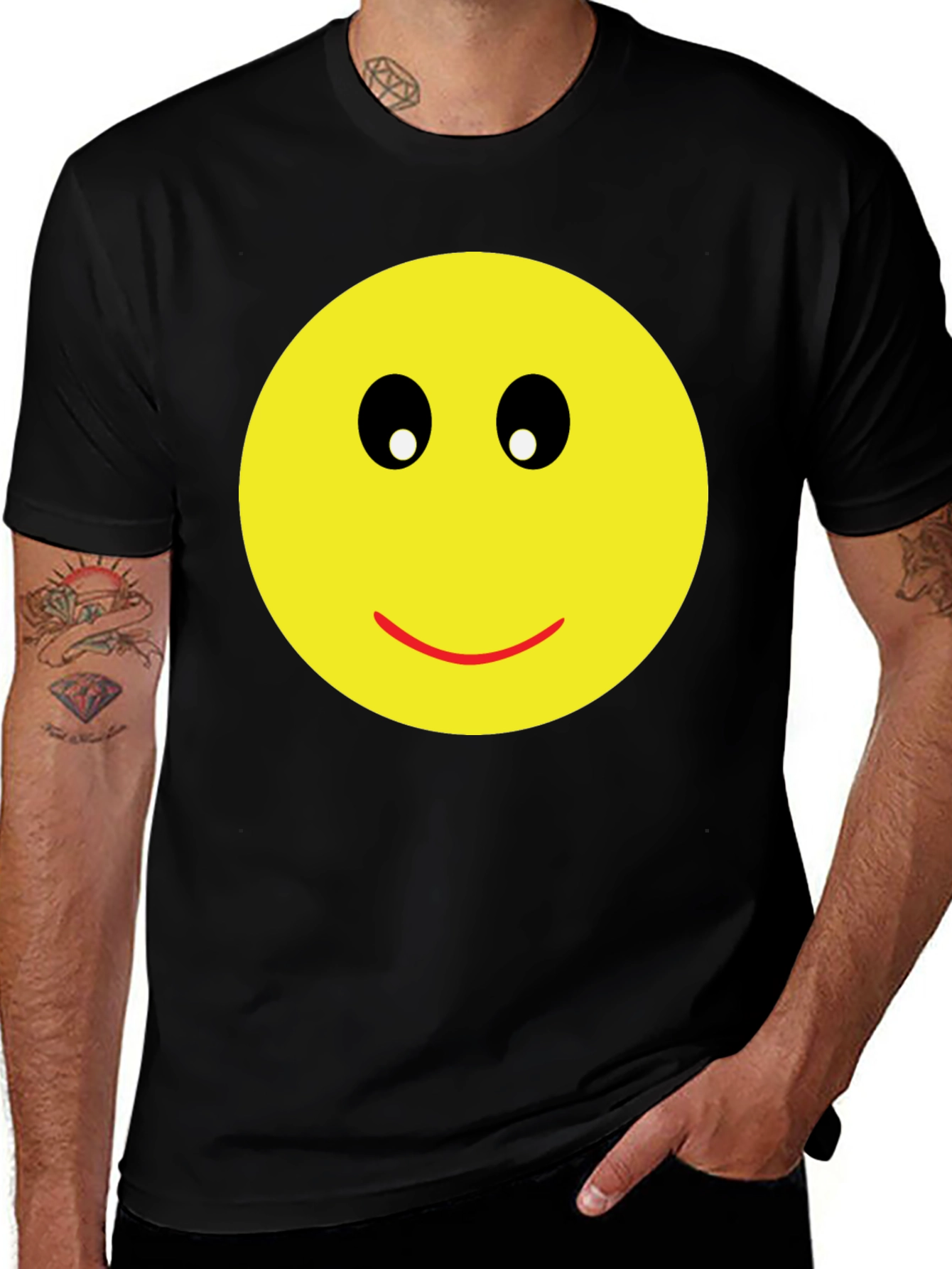 Smiley Face Graphic Black T-Shirt