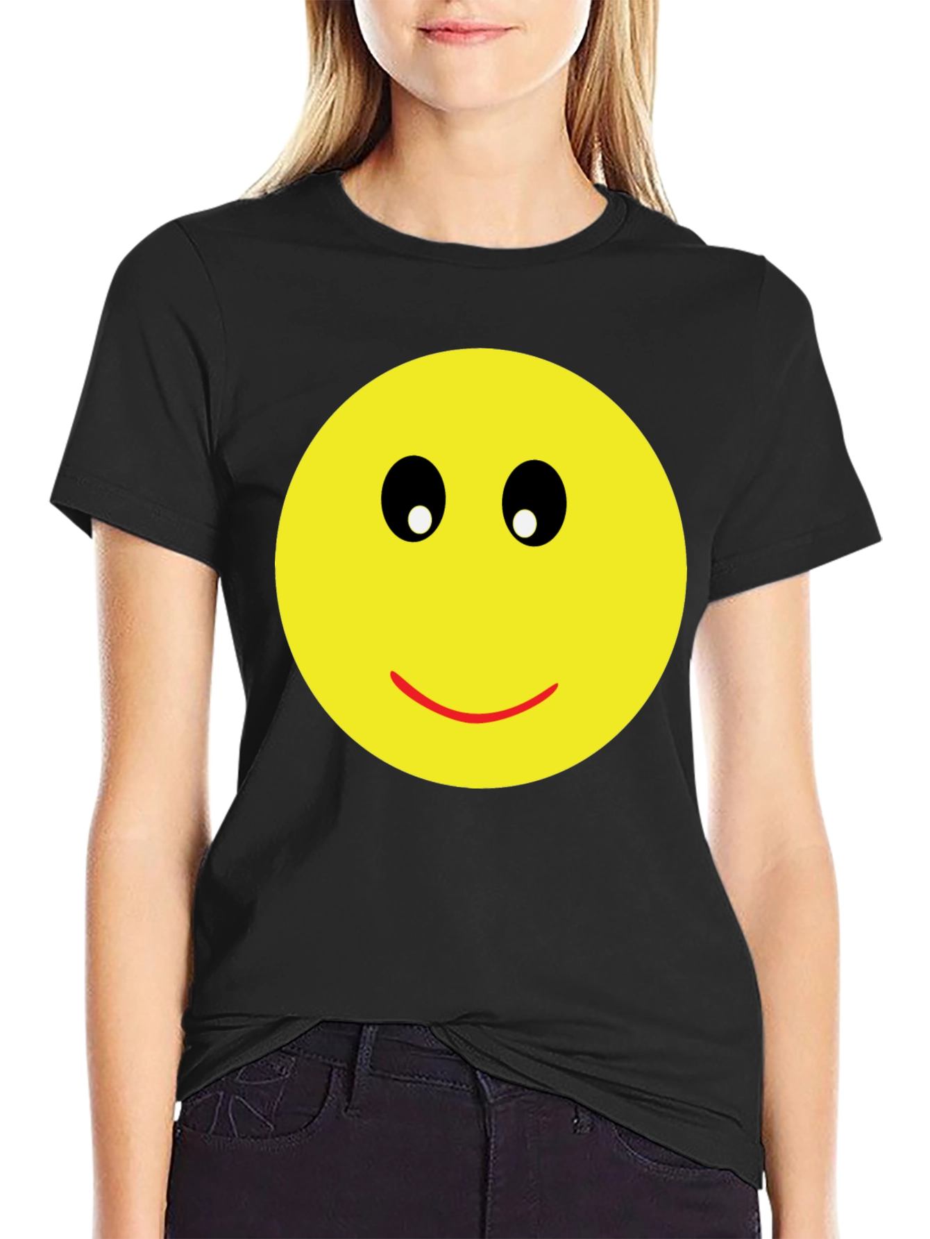 Smiley Face Graphic Black T-Shirt