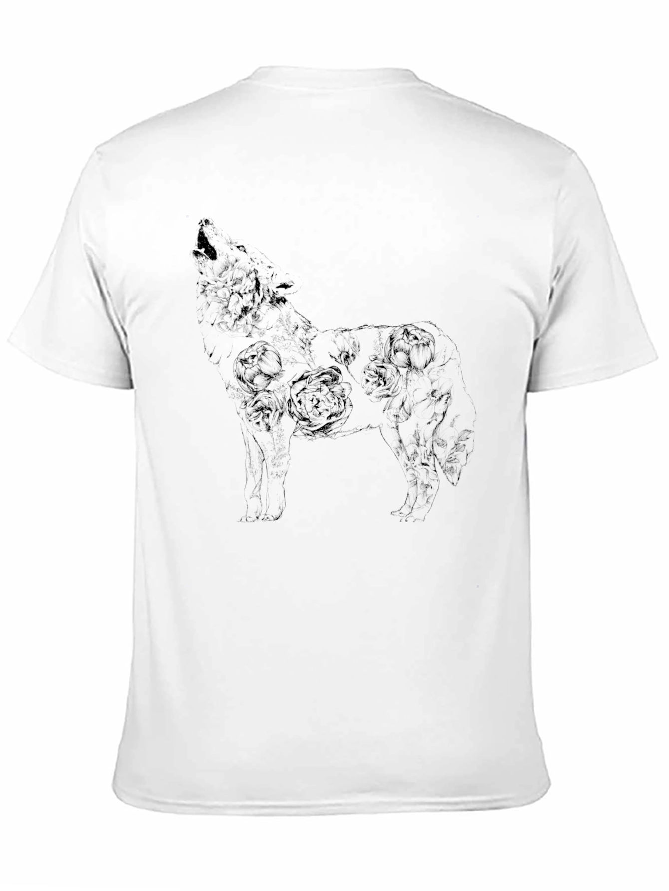Floral Wolf Graphic Tee - Mens Black T-Shirt