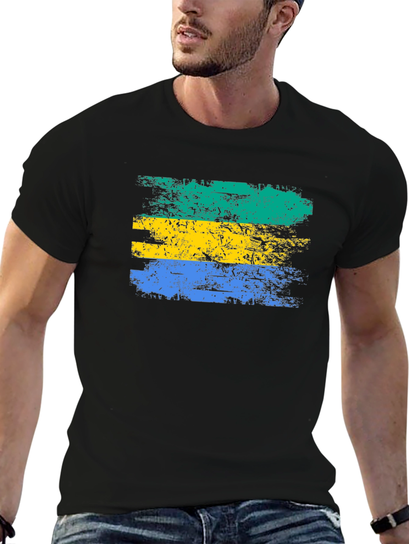Gabon Flag Grunge Style T-Shirt