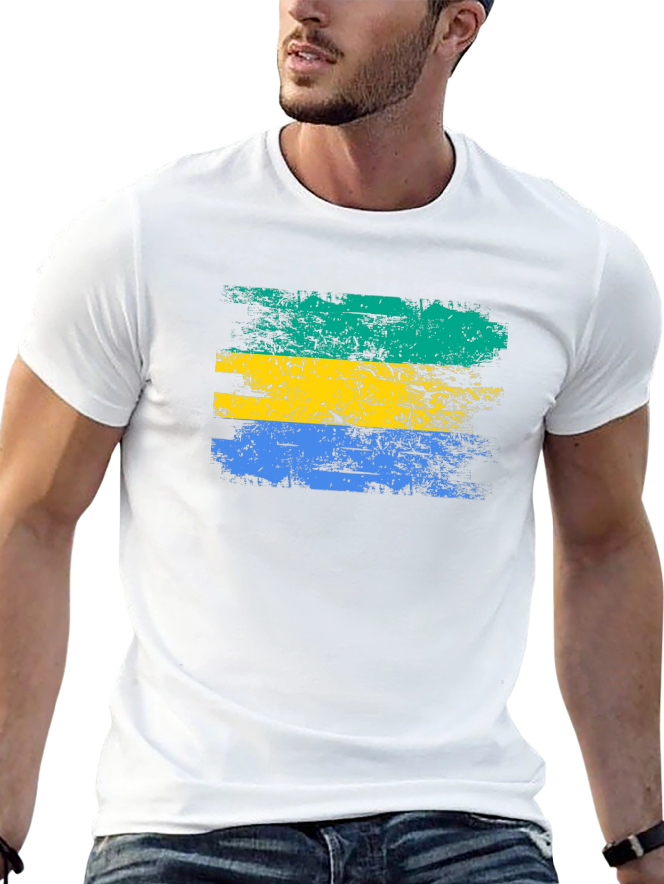 Gabon Flag Grunge Style T-Shirt