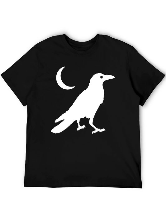 Raven Moon Graphic T-Shirt - Black Cotton Tee