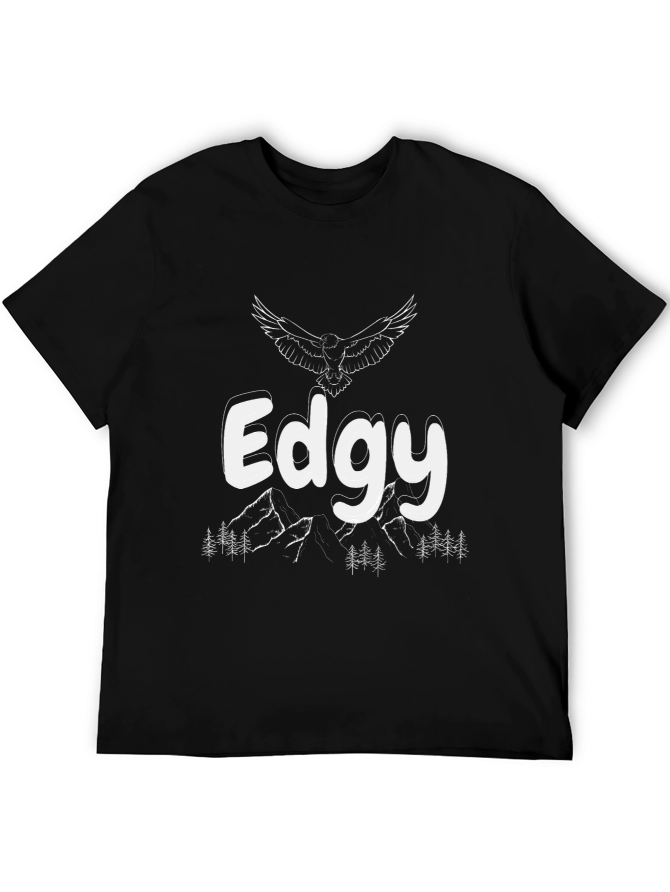 Edgy Graphic Tee - Mountain & Eagle Design