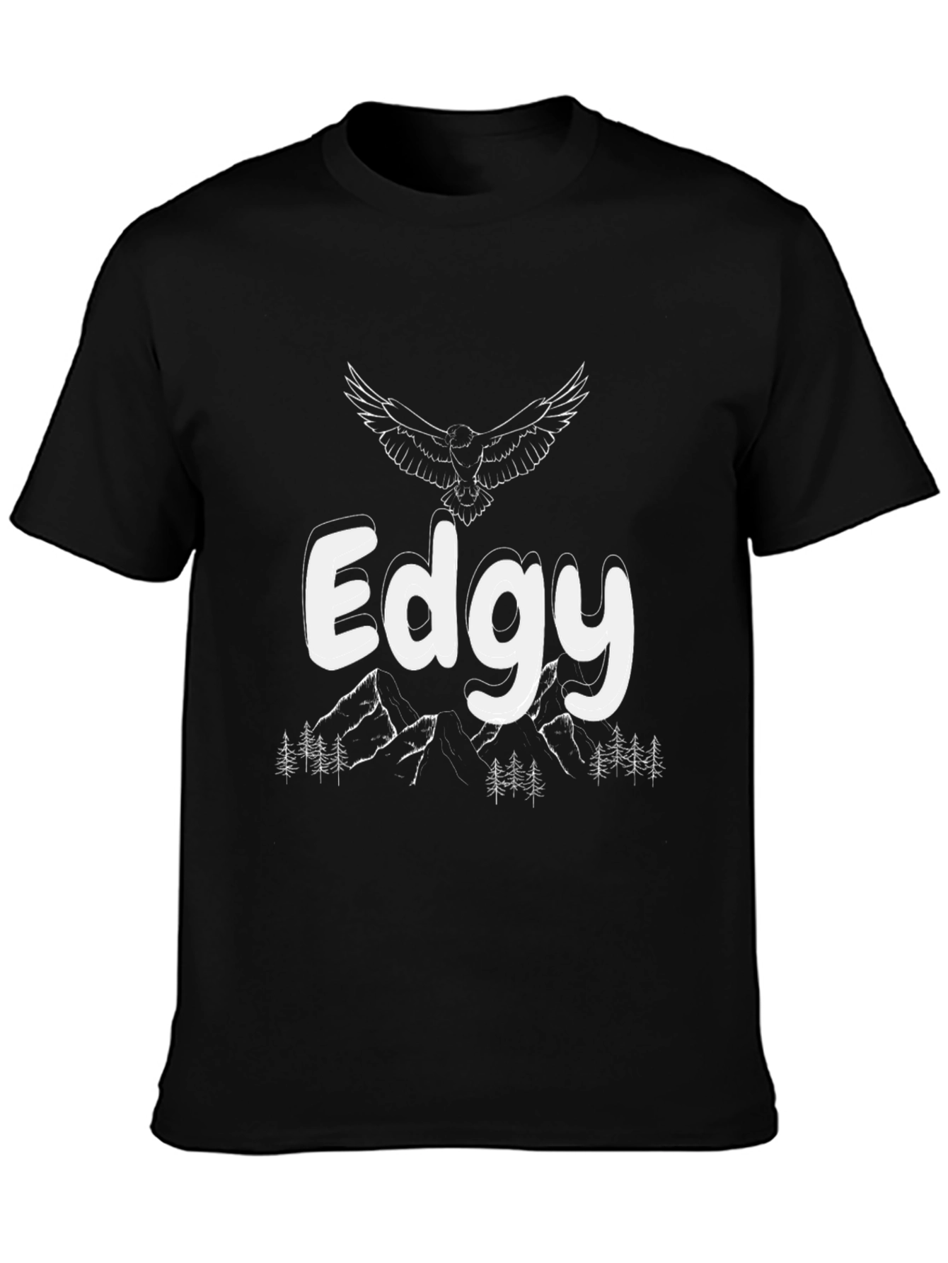 Edgy Graphic Tee - Mountain & Eagle Design