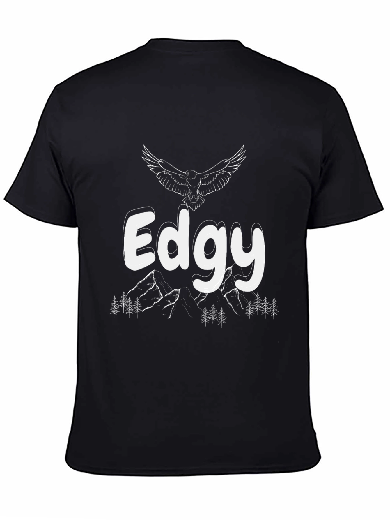 Edgy Graphic Tee - Mountain & Eagle Design