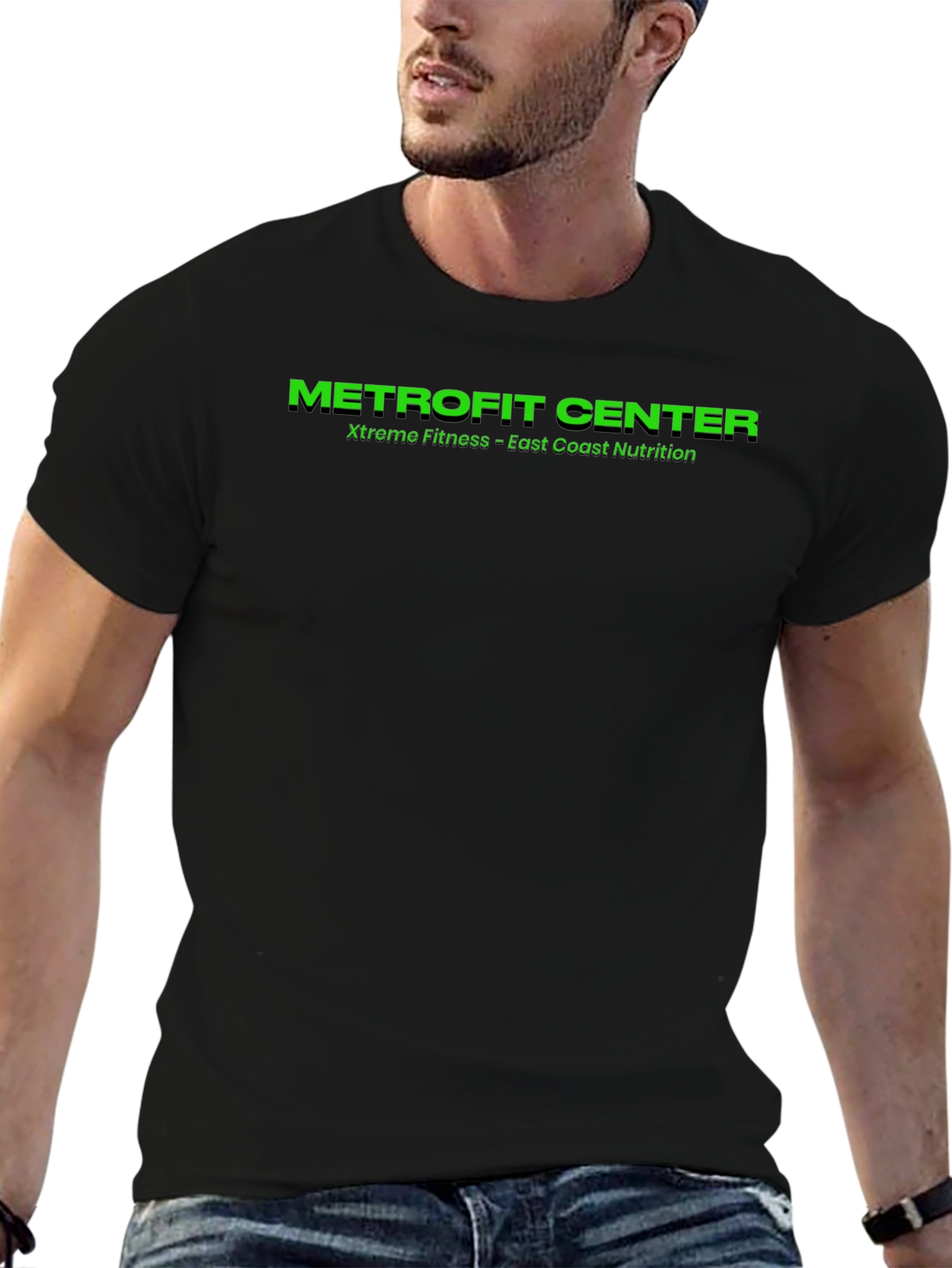 METROFIT CENTER Mens Black Fitness T-Shirt