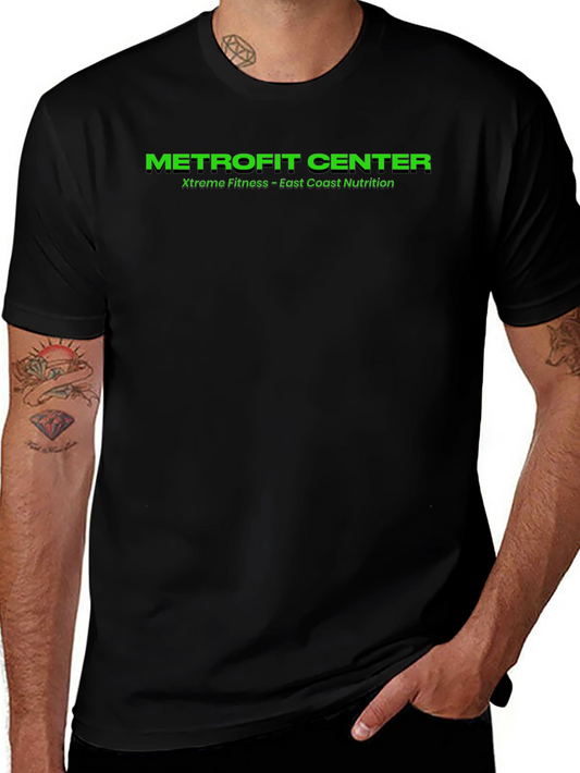 METROFIT CENTER Mens Black Fitness T-Shirt