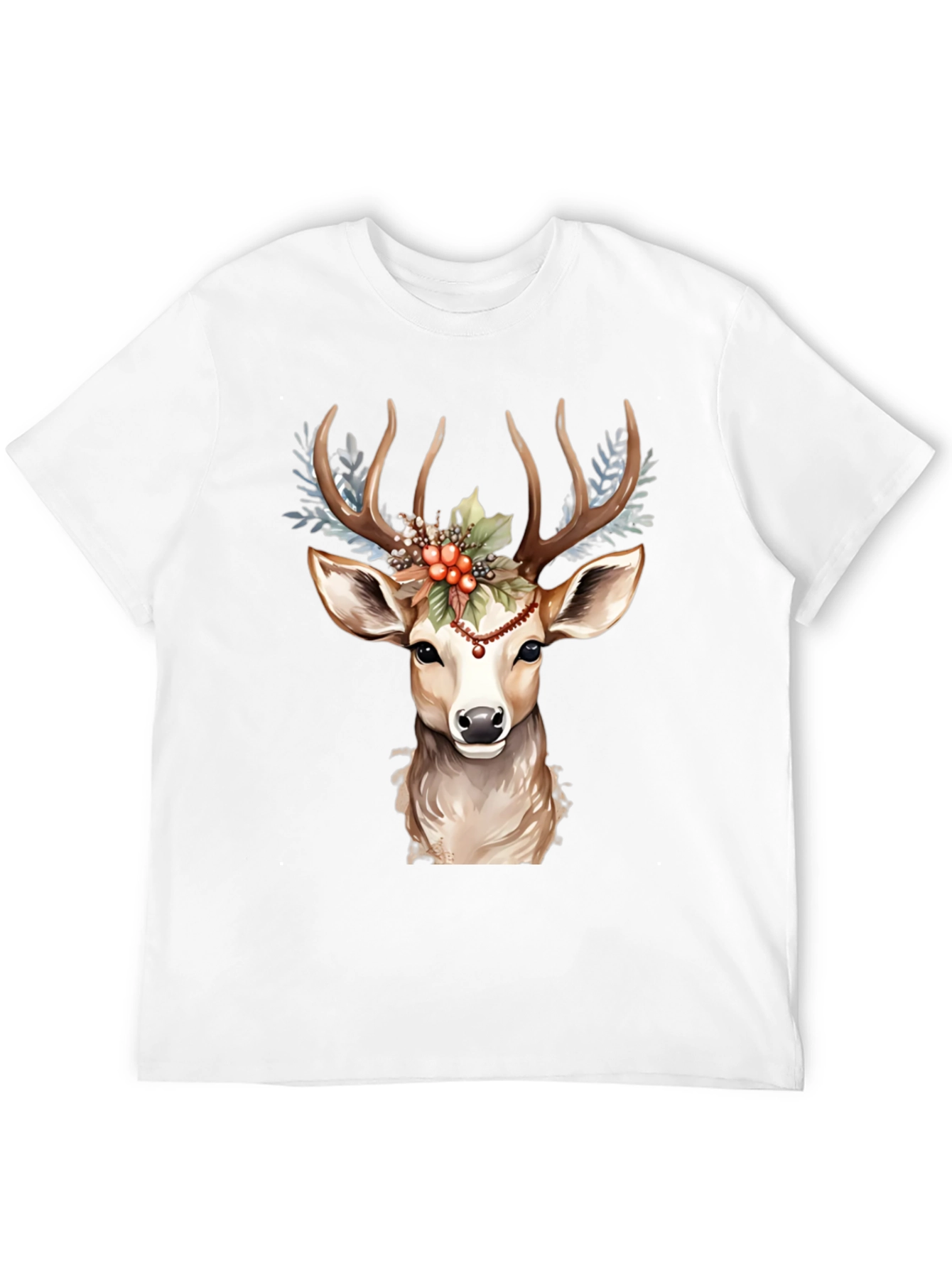 Holiday Deer Graphic Tee - Festive Antler Design