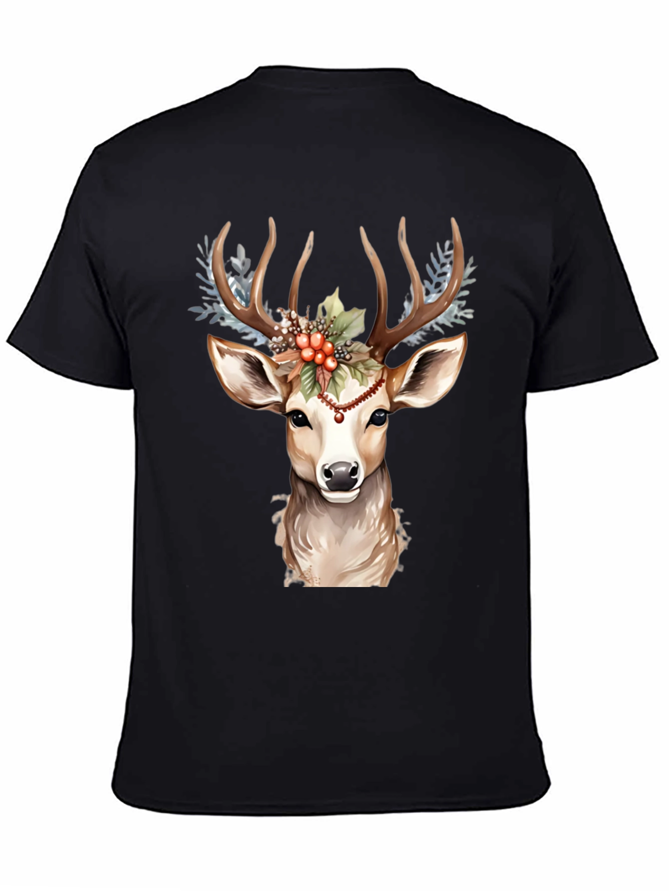 Holiday Deer Graphic Tee - Festive Antler Design