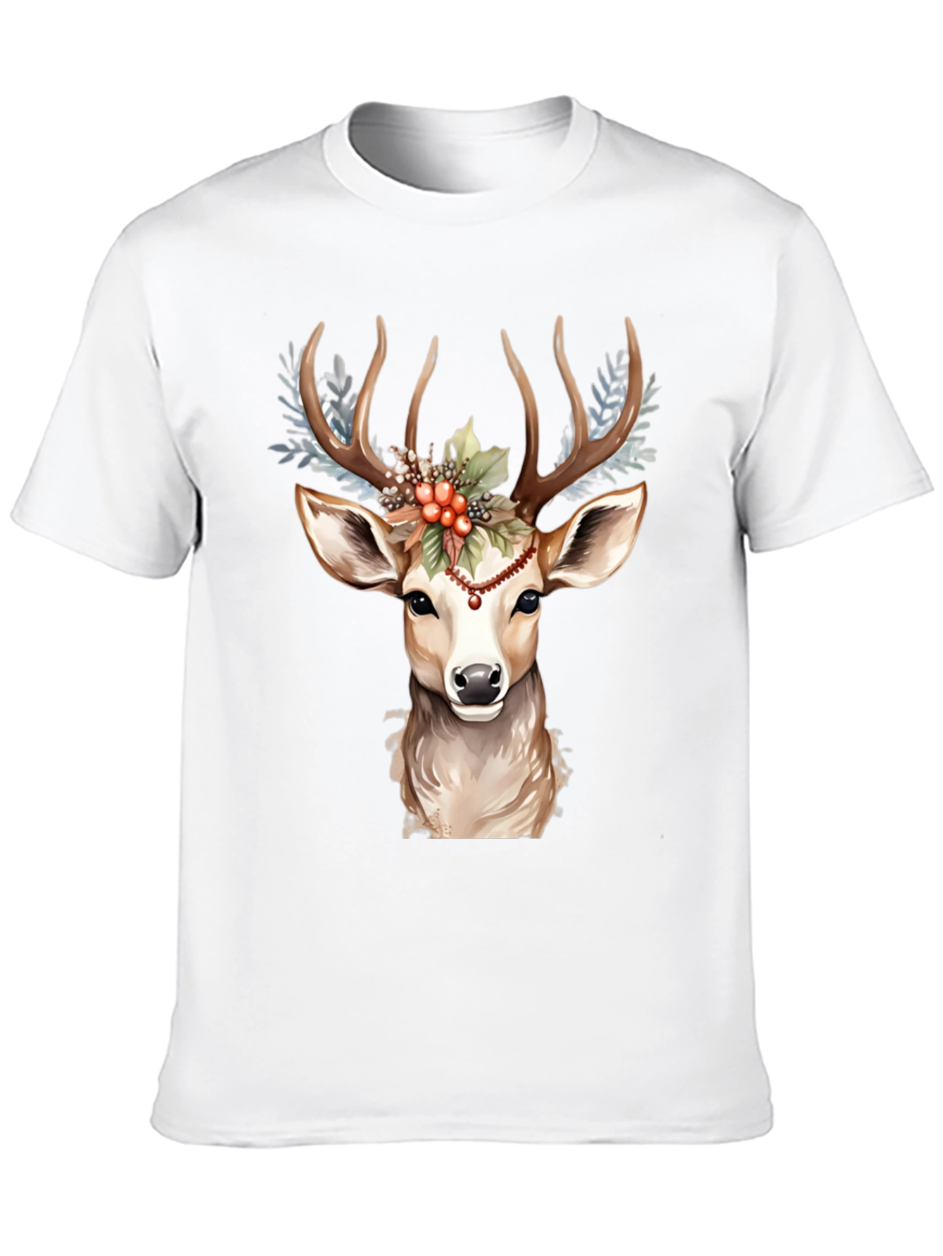 Holiday Deer Graphic Tee - Festive Antler Design