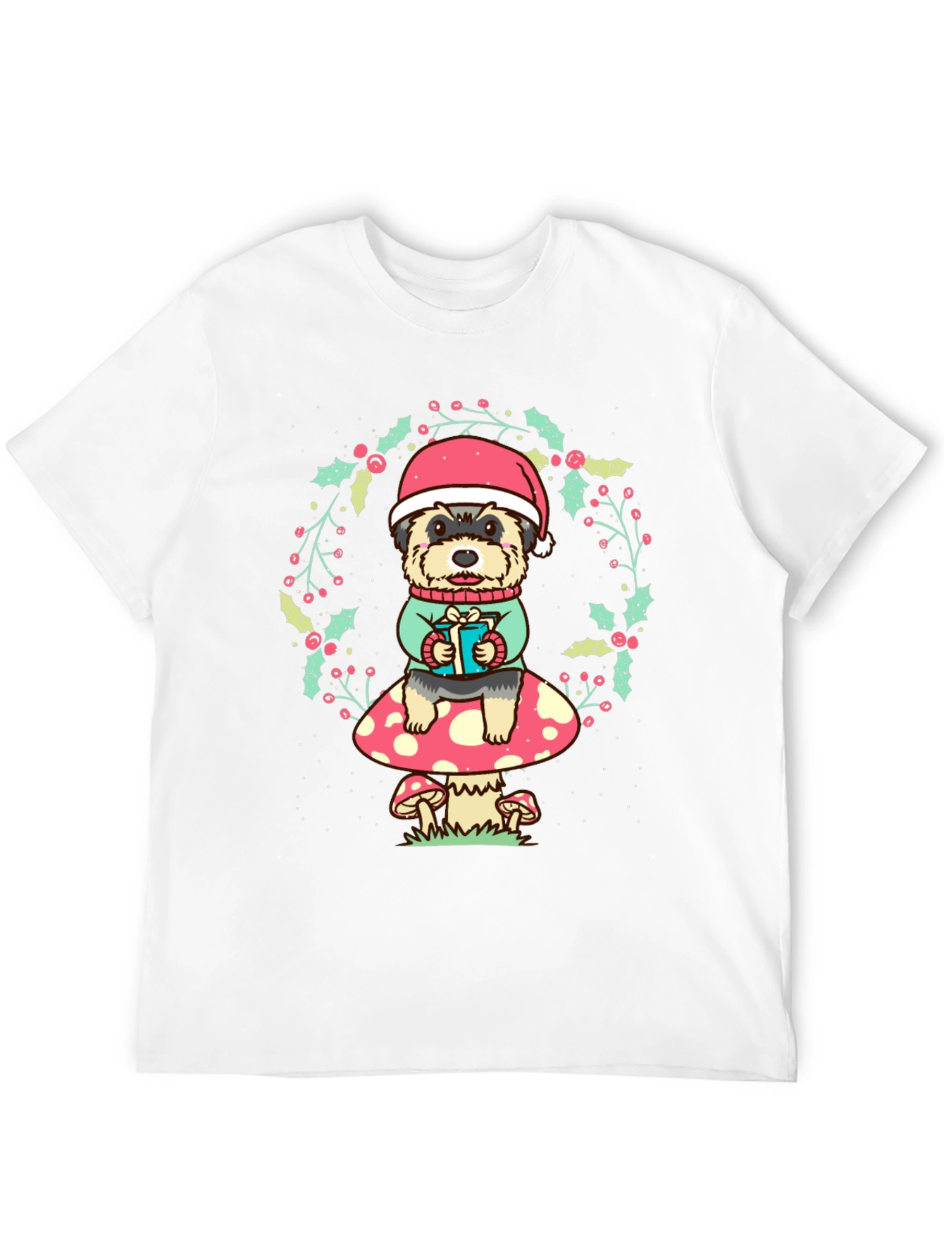 Dog in Santa Hat Christmas T-Shirt
