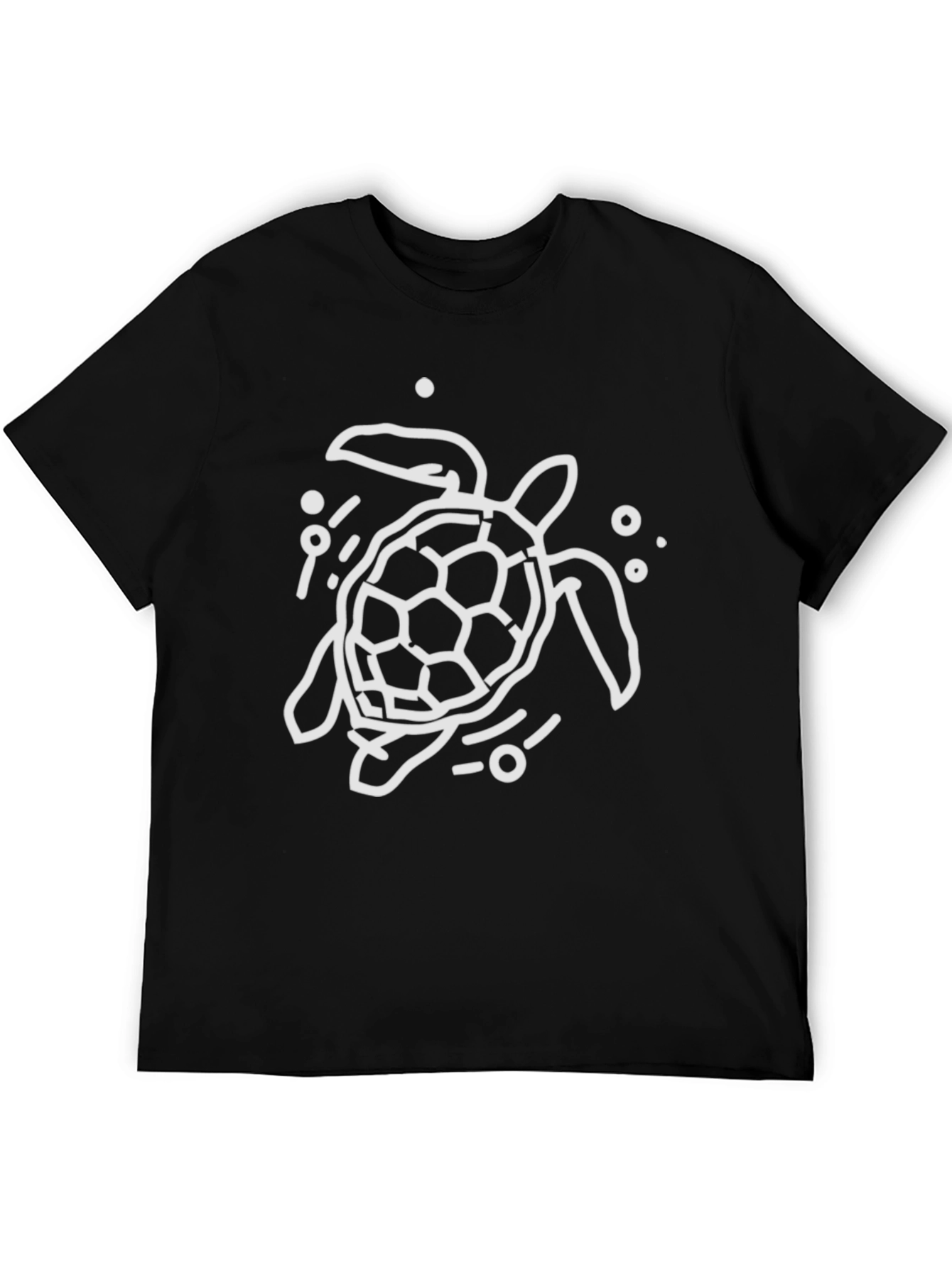 Turtle Graphic Tee - Black Cotton Casual Wear