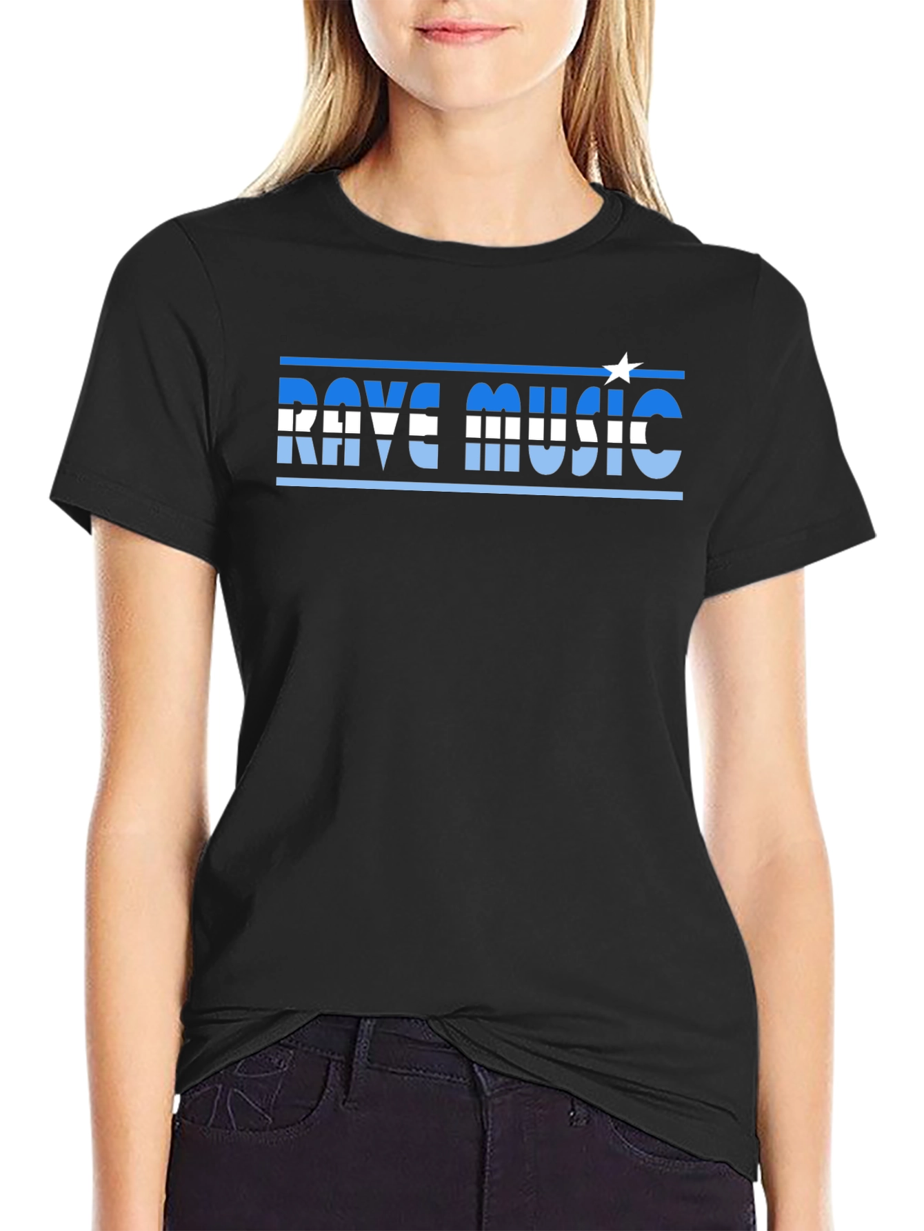 Rave Music Graphic Tee - Stylish Black Cotton T-Shirt