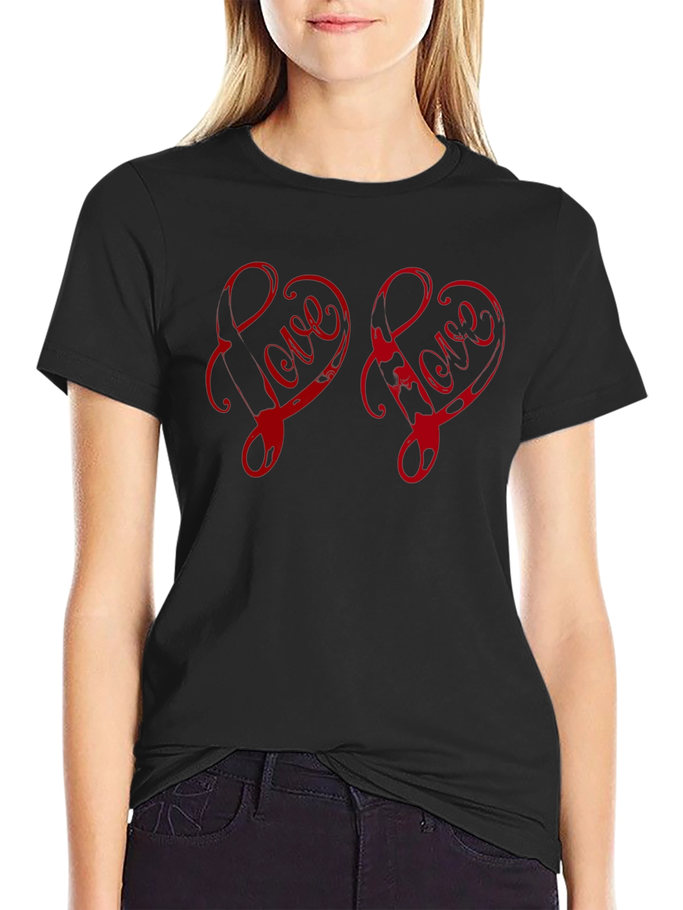 Love Heart Black T-Shirt