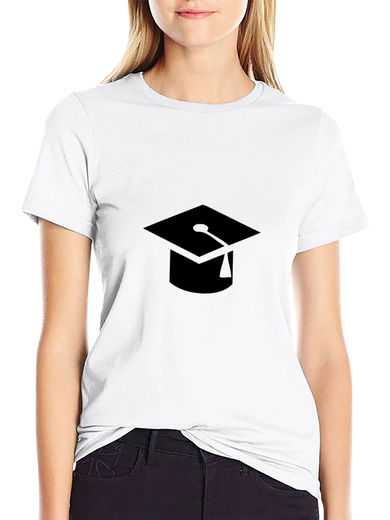 Graduation Cap Graphic Black T-Shirt