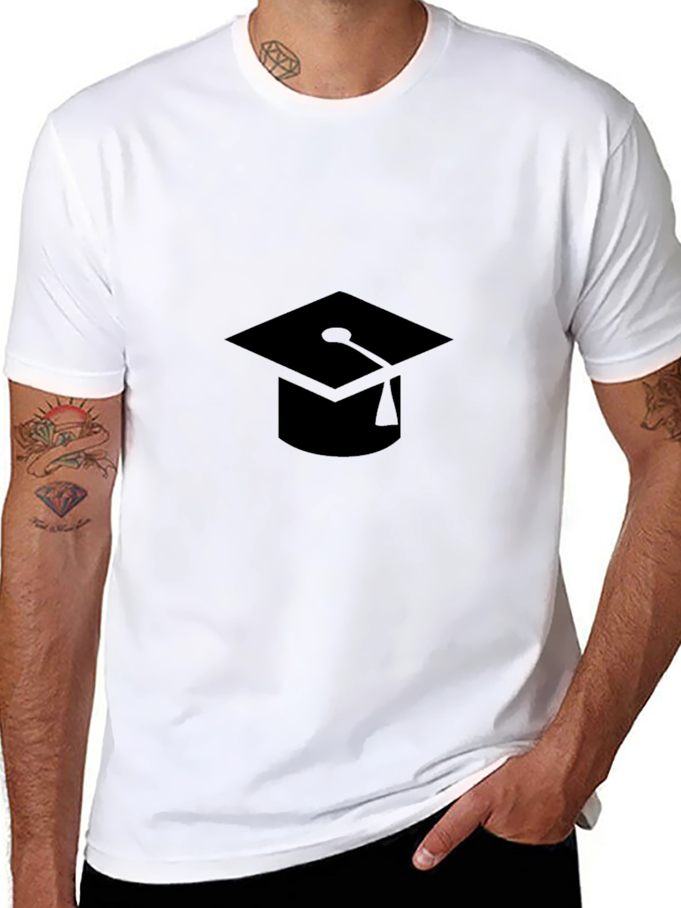 Graduation Cap Graphic Black T-Shirt
