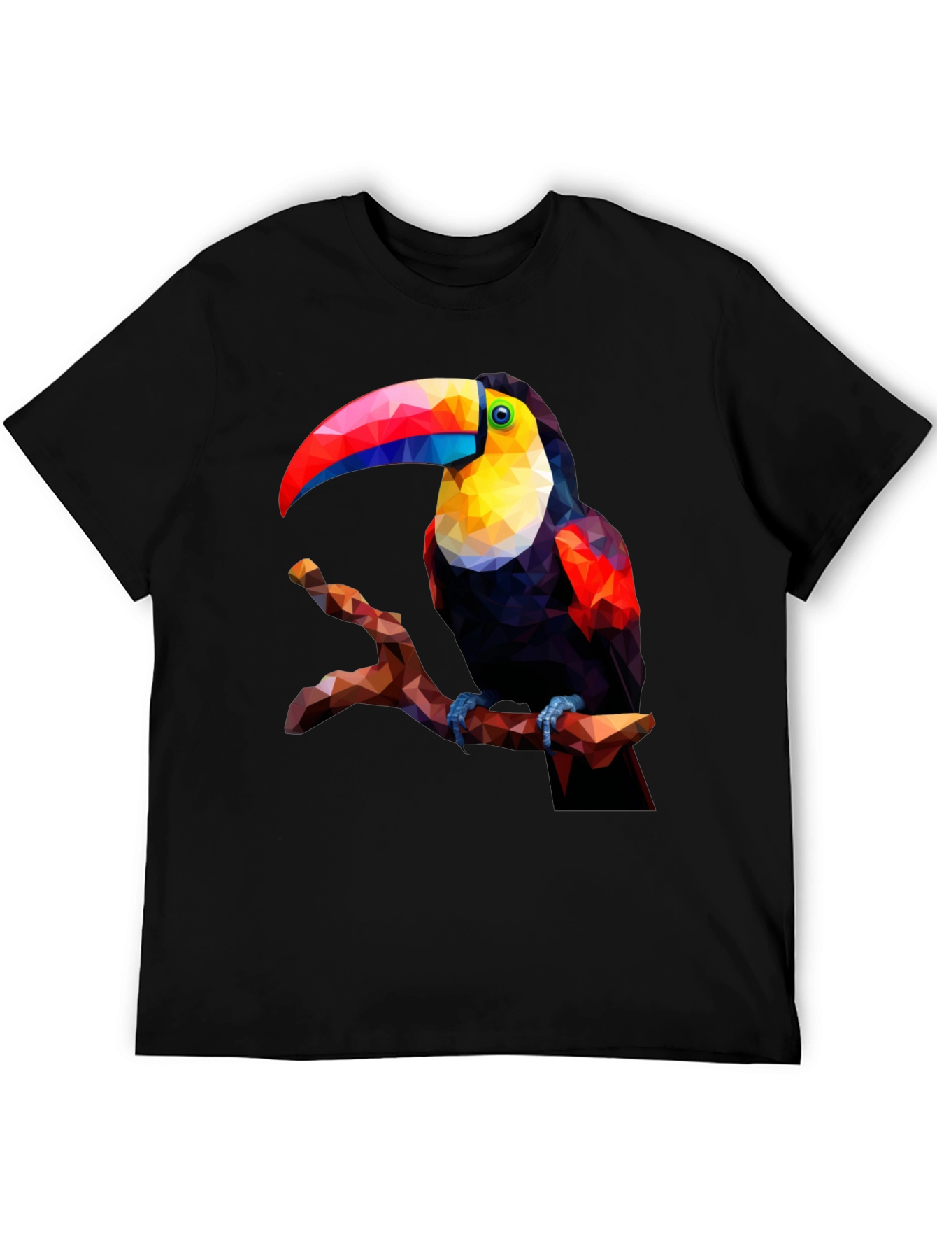 Geometric Toucan Graphic Tee - Black T-Shirt