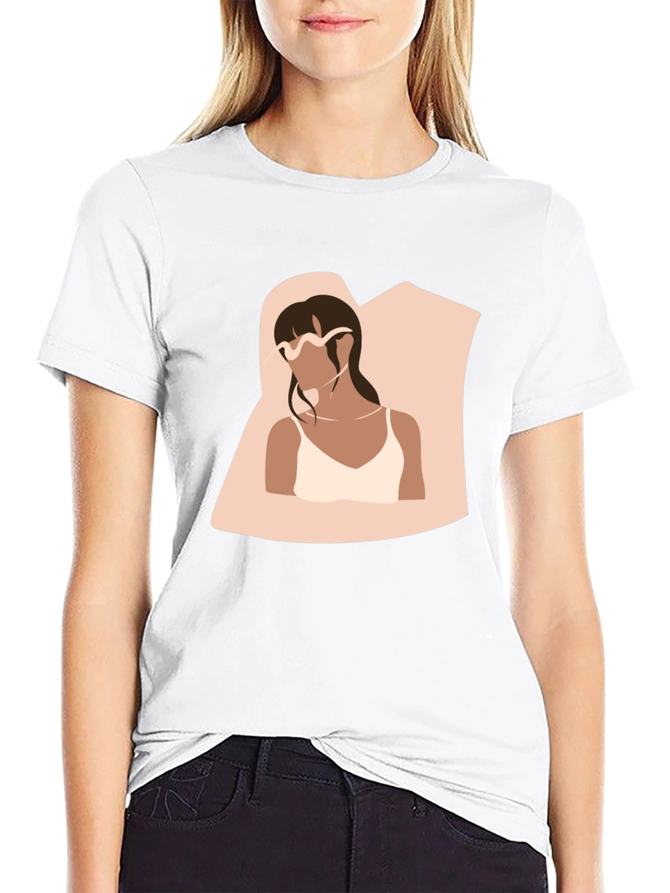 Minimalist Woman Portrait Black T-Shirt