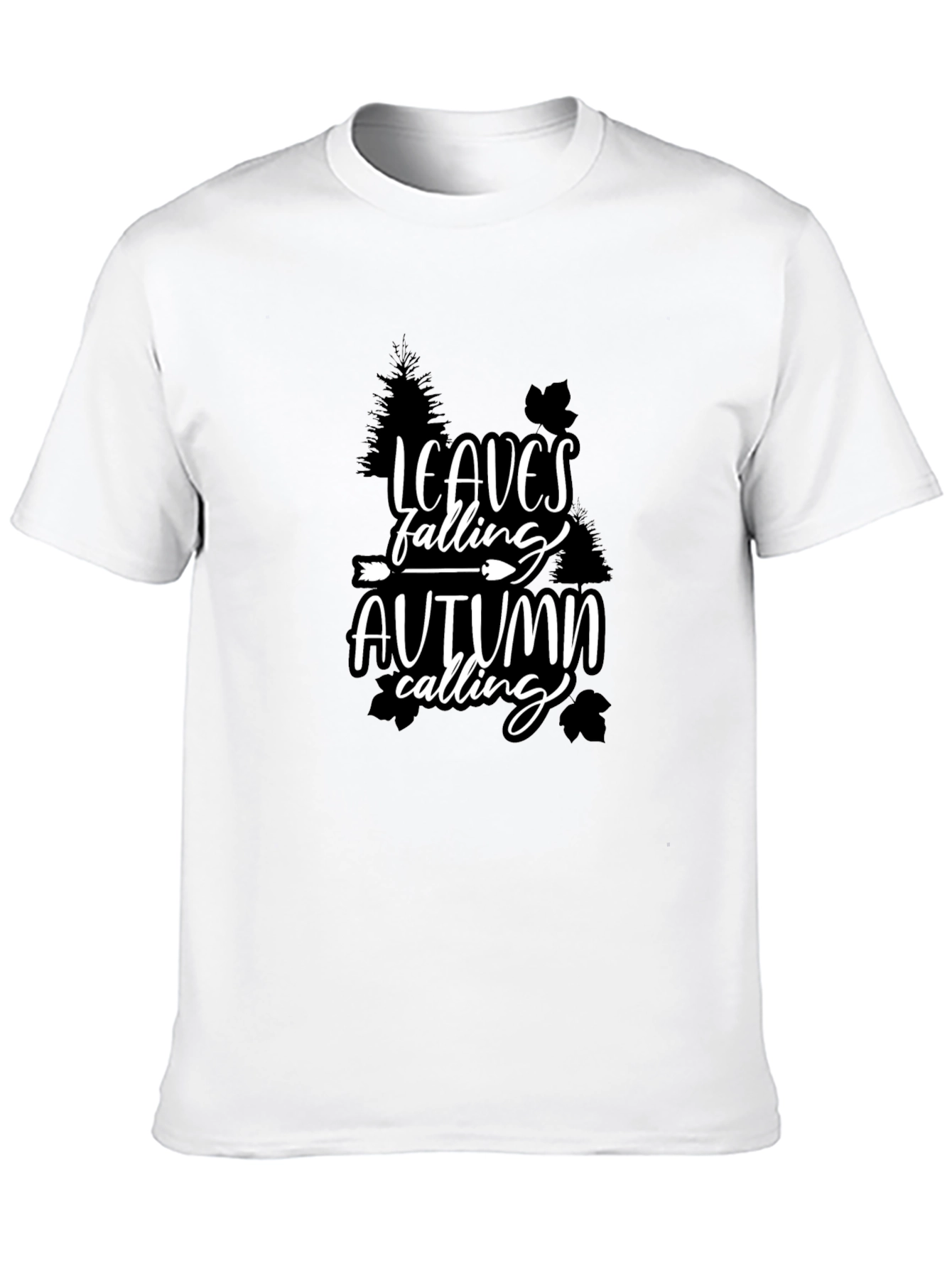 Leaves Falling Autumn Calling Graphic Tee - Black