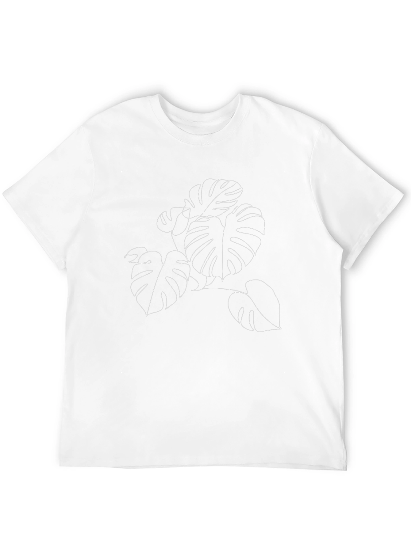 Minimalist Monstera Leaf Line Art Black T-Shirt