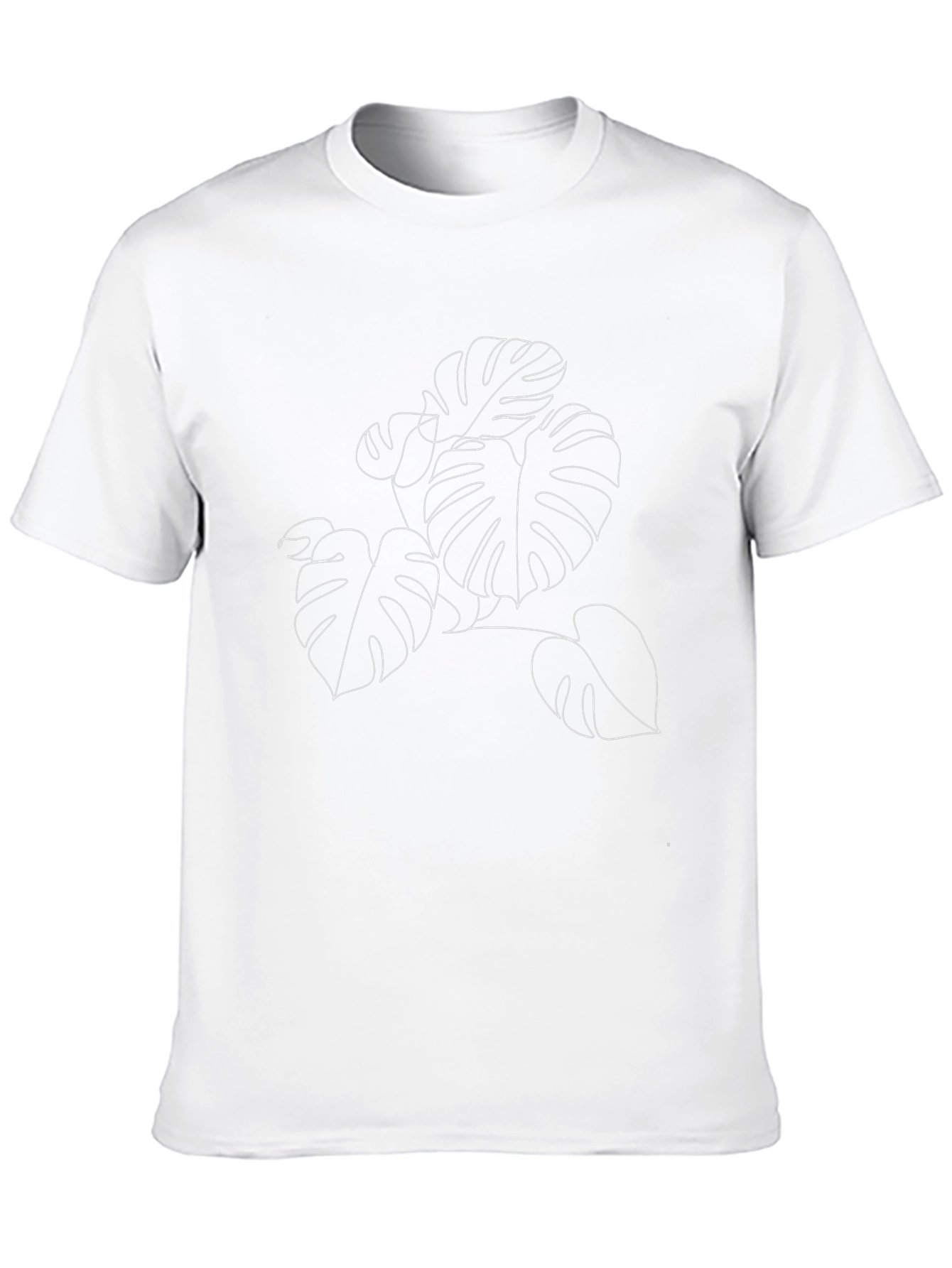 Minimalist Monstera Leaf Line Art Black T-Shirt