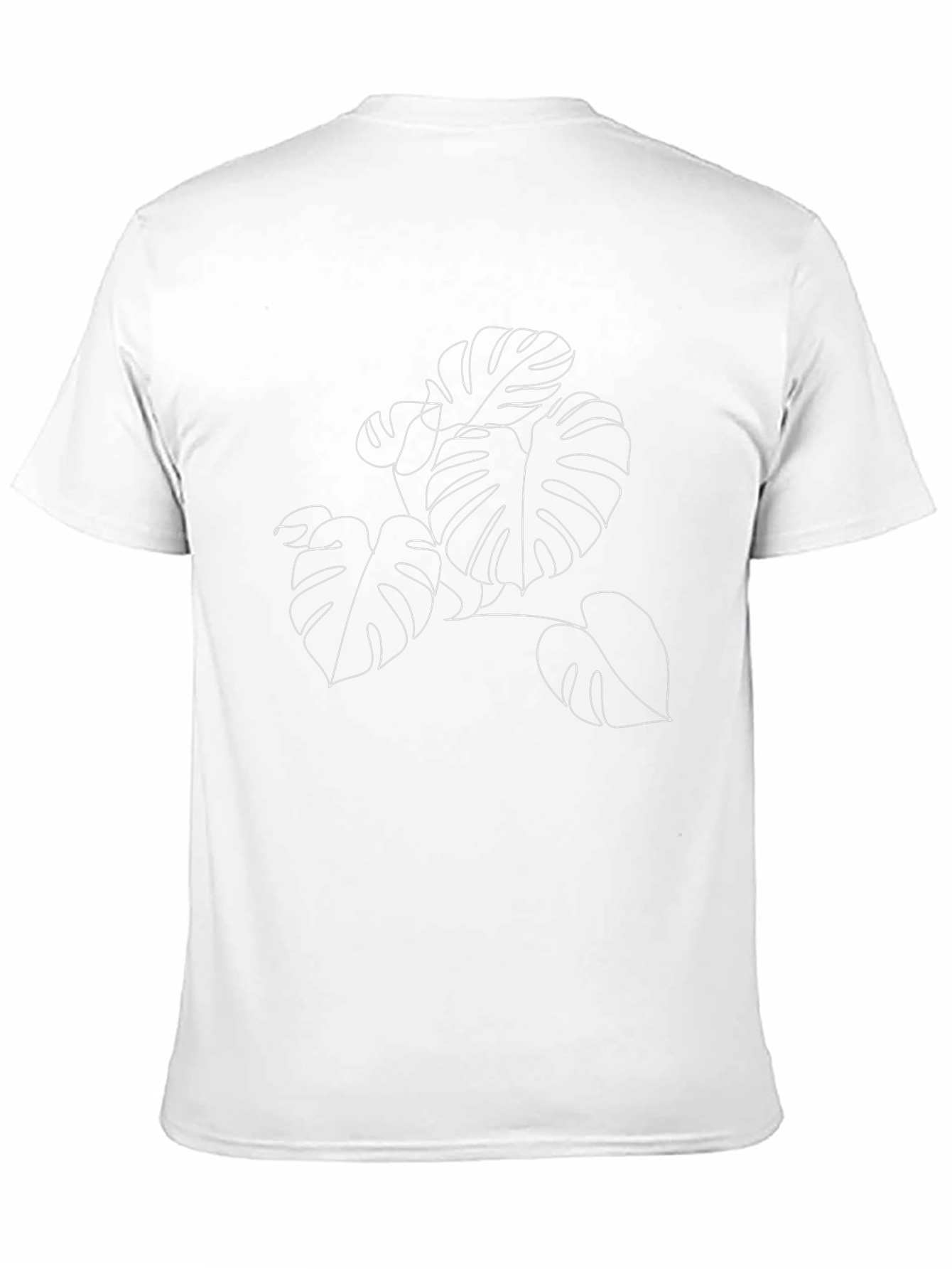 Minimalist Monstera Leaf Line Art Black T-Shirt