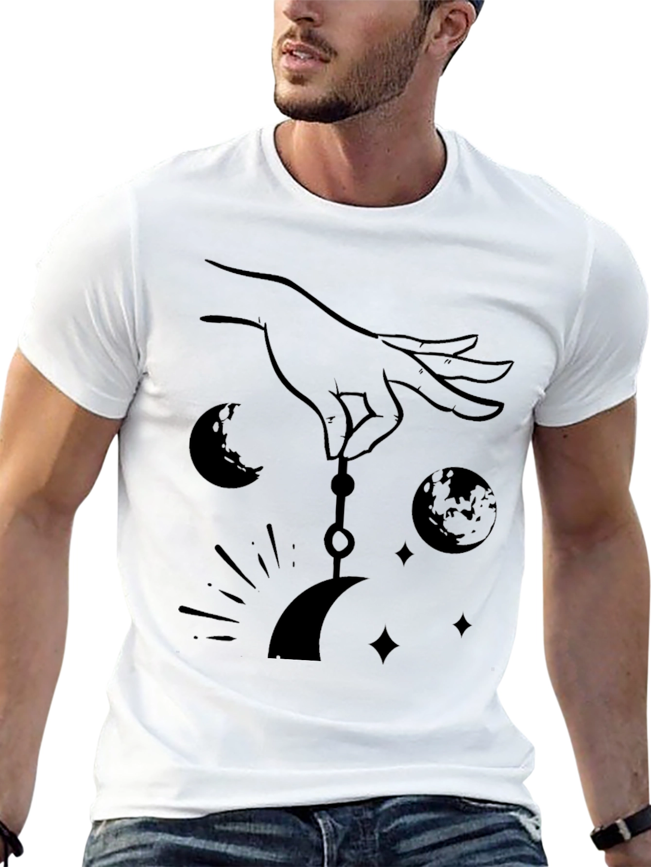 Celestial Hand Graphic Tee - Unisex Black T-Shirt