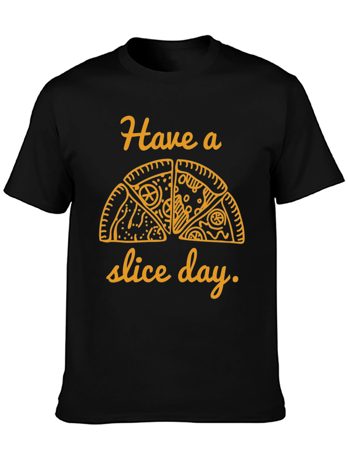 Pizza Slice Day Graphic Tee - Casual Black T-Shirt