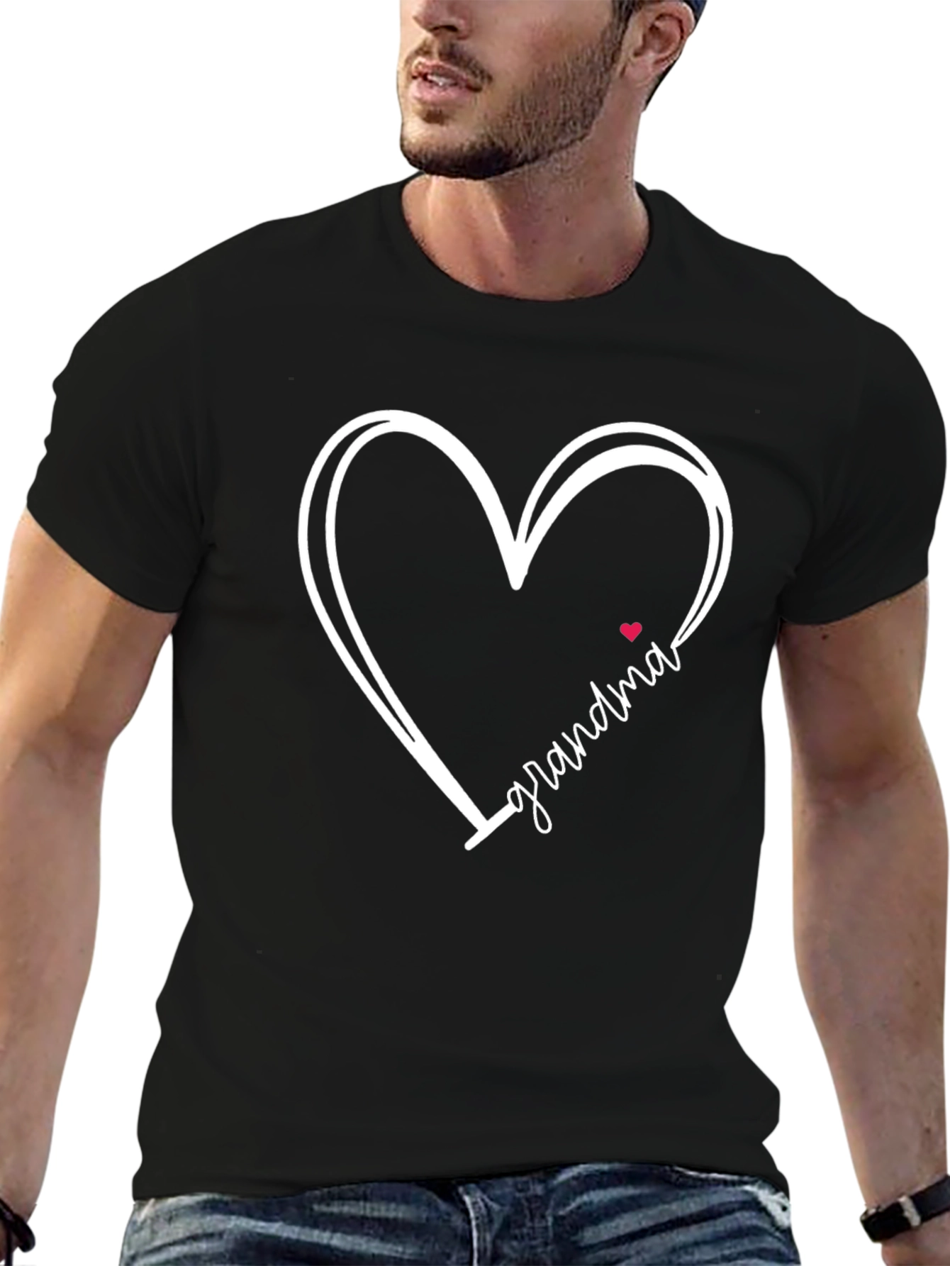 Grandma Heart Graphic Tee - Black