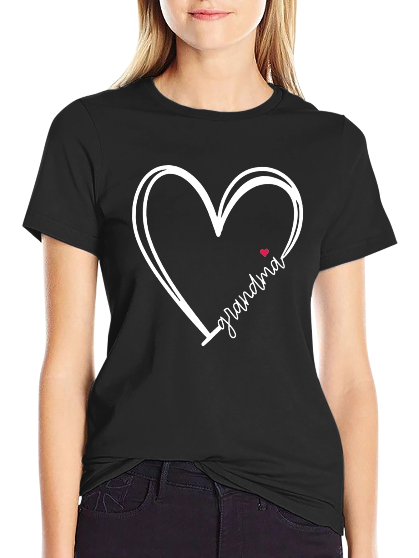 Grandma Heart Graphic Tee - Black
