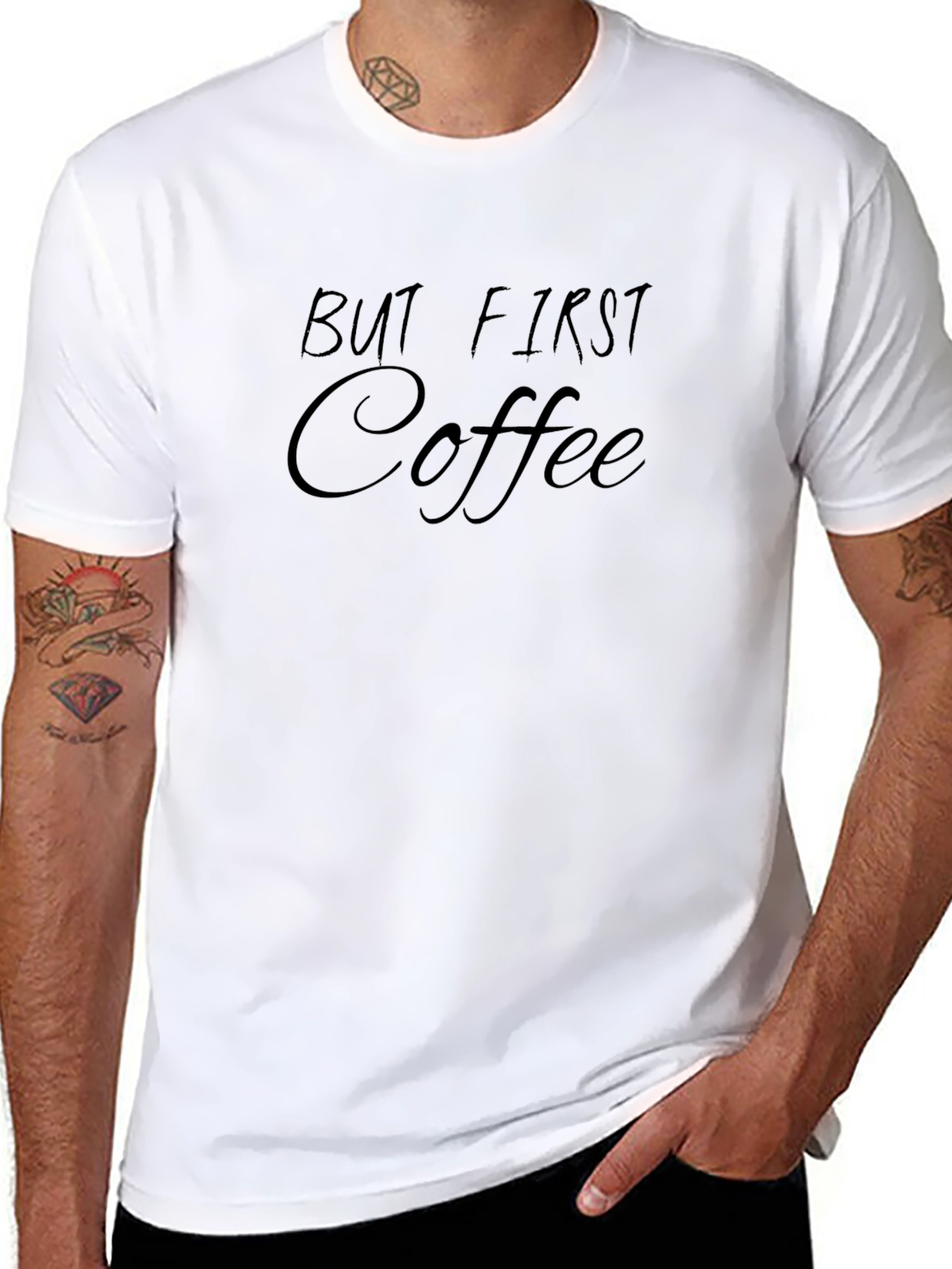 But First Coffee Black T-Shirt
