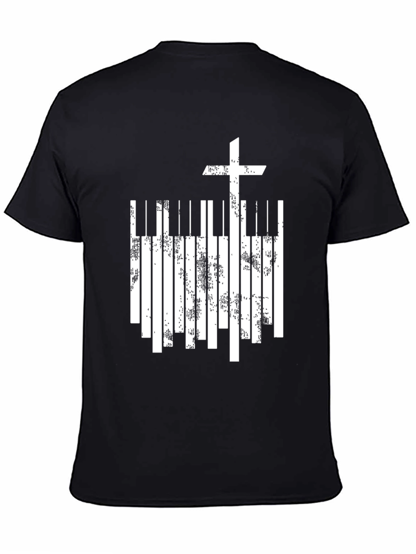 Christian Cross Piano Keys Graphic T-Shirt