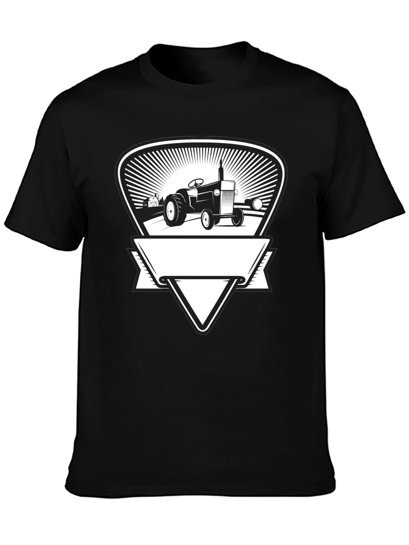 Tractor Graphic Tee - Black Cotton Farmer Style
