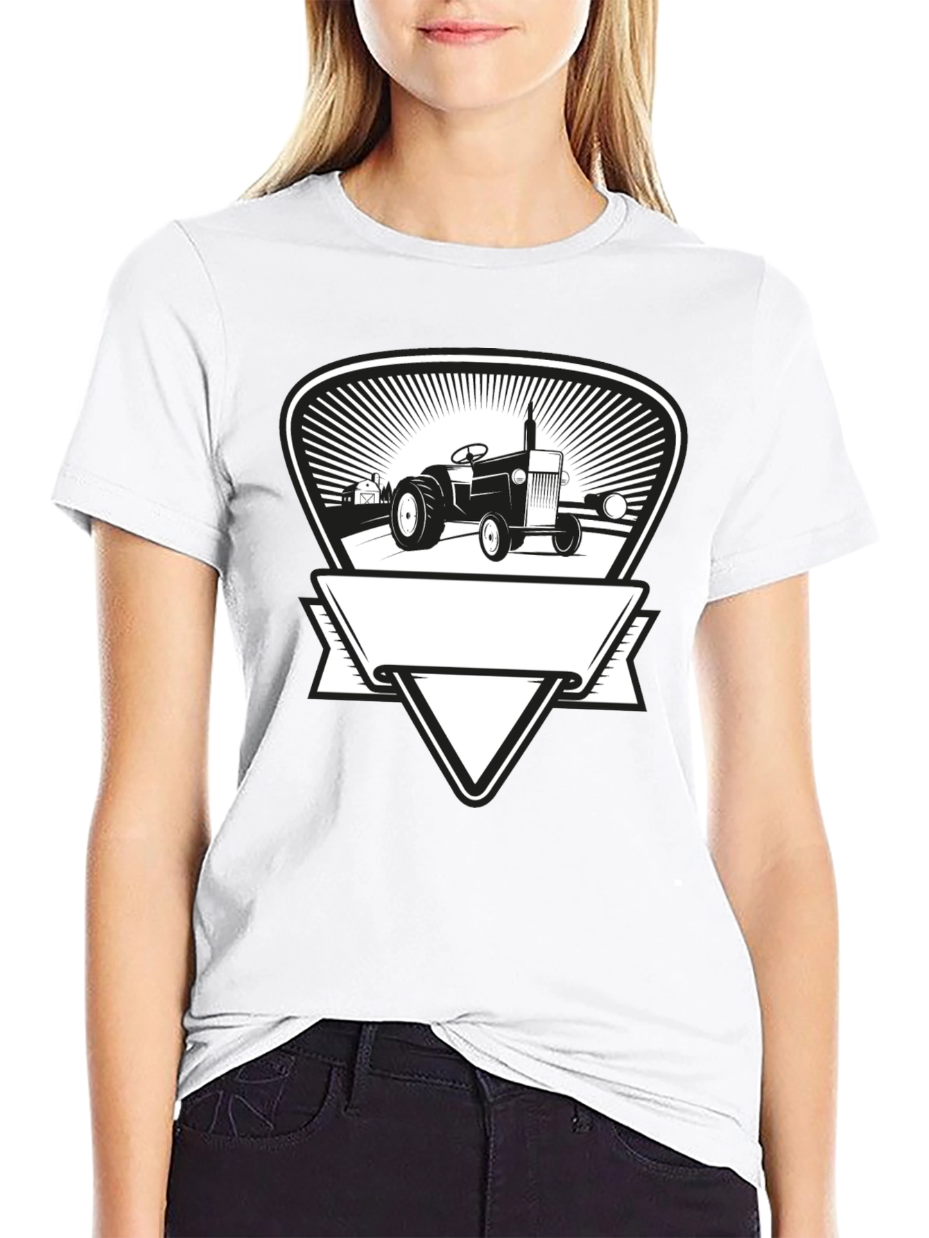 Tractor Graphic Tee - Black Cotton Farmer Style