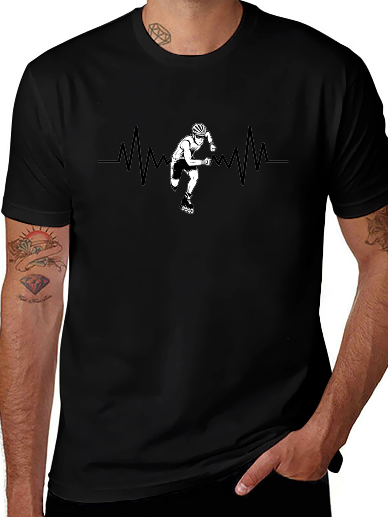 Inline Skate Heartbeat Black T-Shirt